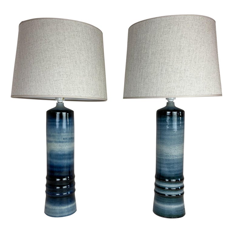 Mid-Century Modern Ceramic Pair of Table Lamps Rörstrand Olle Alberius Sweden For Sale