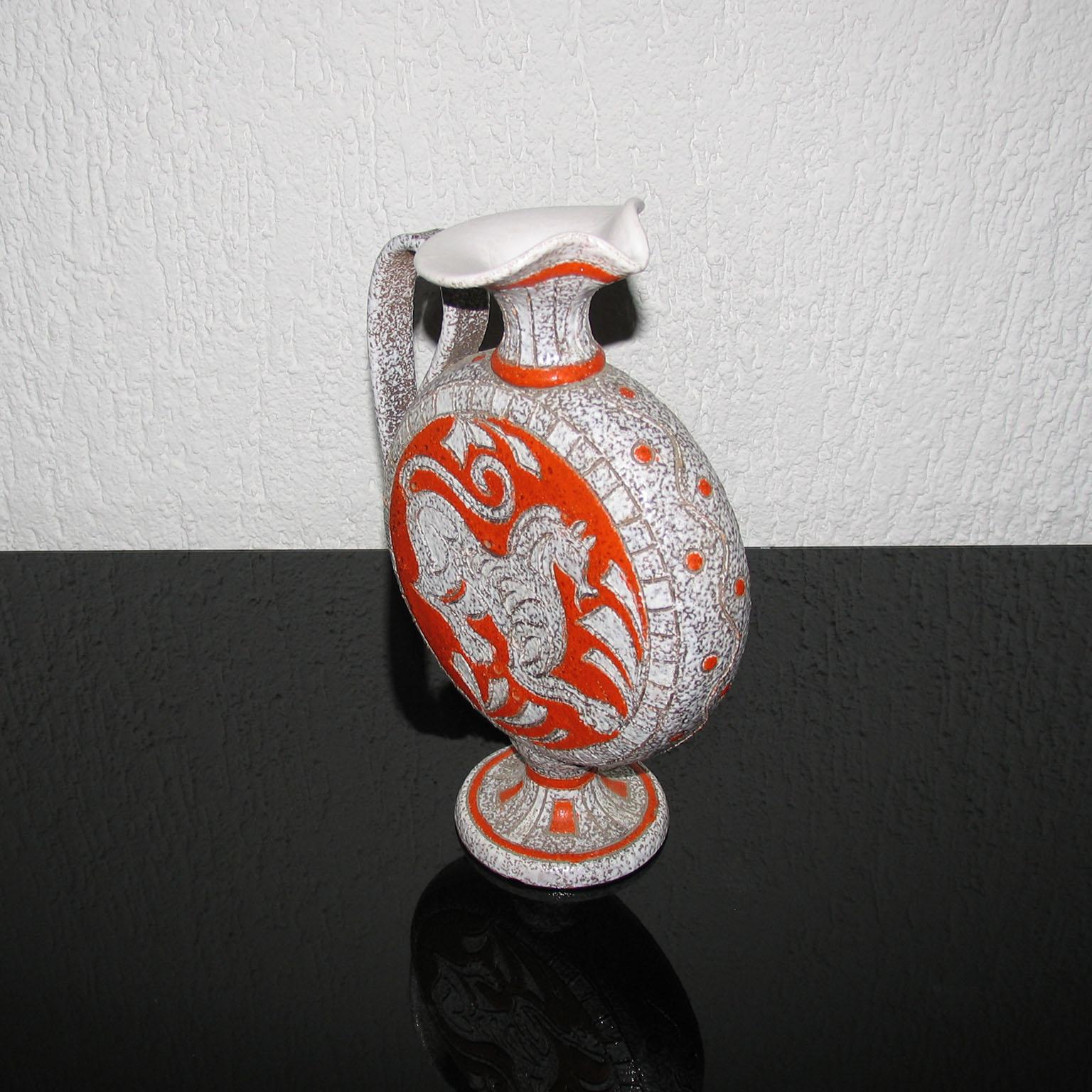 Jarra de cerámica moderna de mediados de siglo de Fratelli Fanciullacci Italia Glaseado en venta