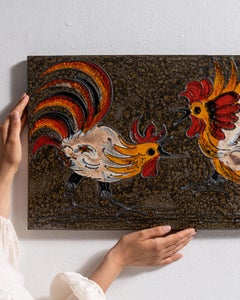 Mid-Century Modern Ceramic Plaque by Ruscha, France, 1960s