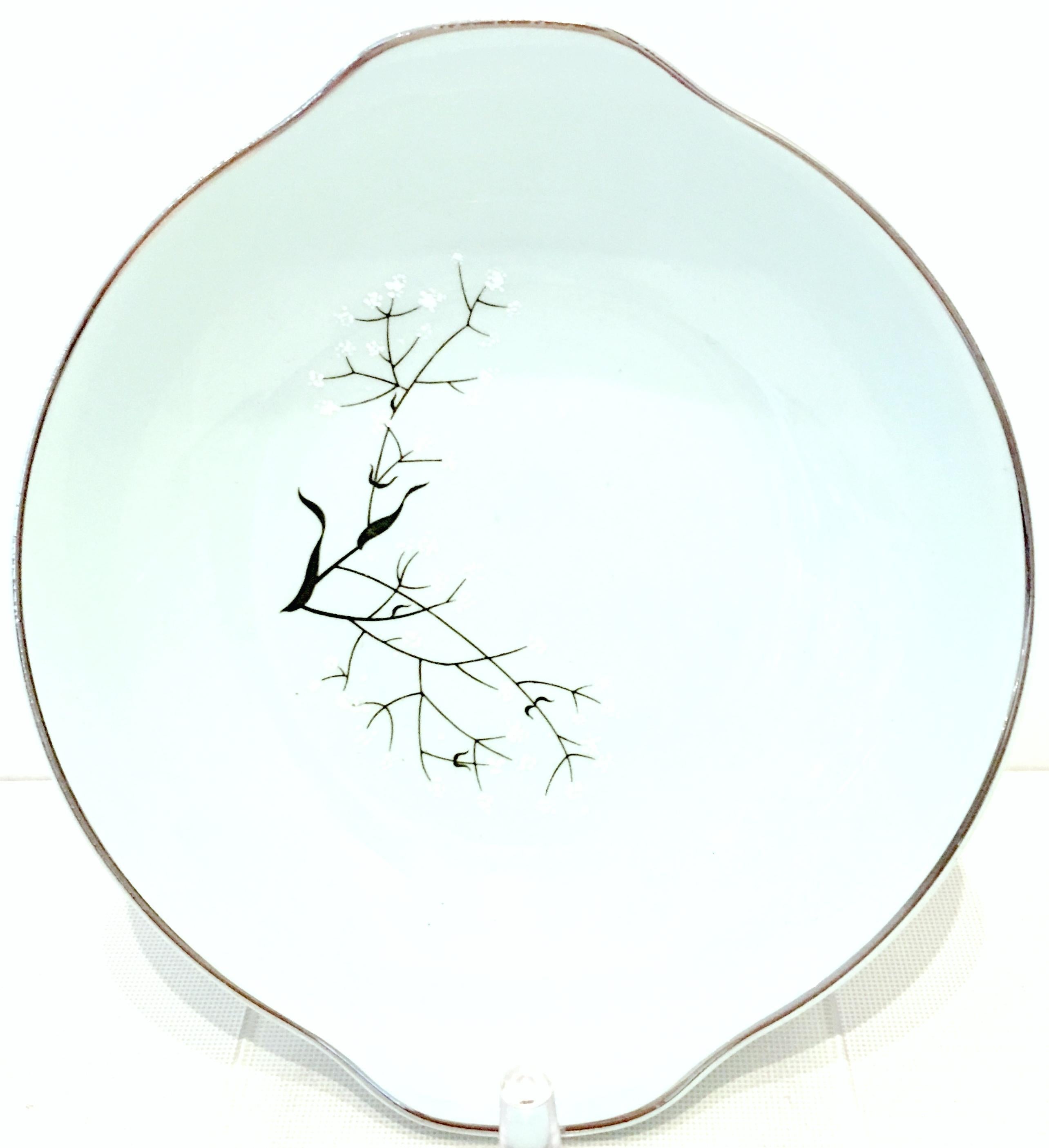 American Mid-Century Modern Ceramic & Platinum Dinnerware, 