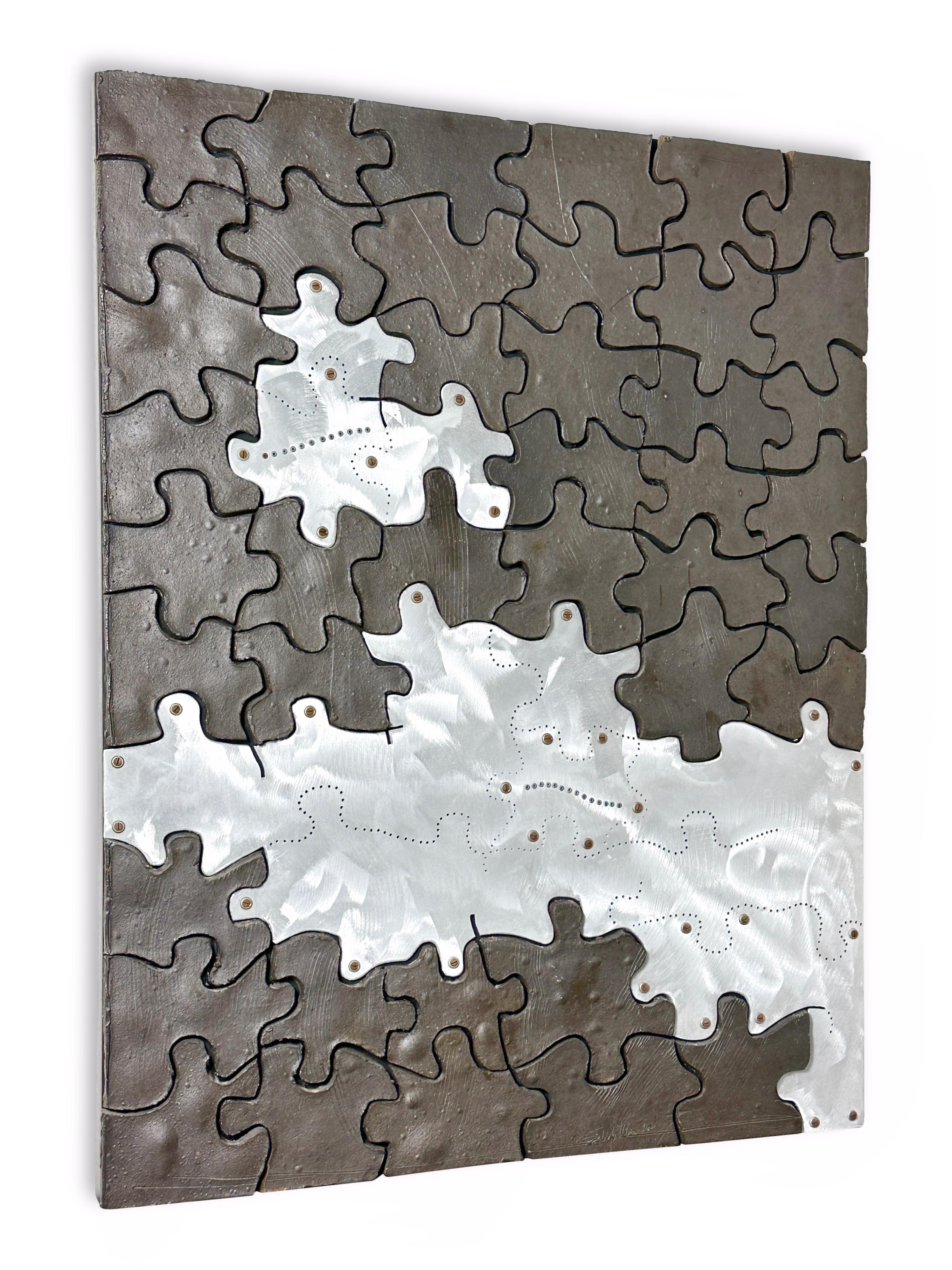 46x36 Mid Century Modern Ceramic Puzzle Mosaic Wall Sculpture by John Stephenson 

Incredible Mid Century modern studio pottery wall mount relief sculpture by Cranbrook ceramic artist John H Stephenson 1975

High fire clay and aluminum mosaic puzzle