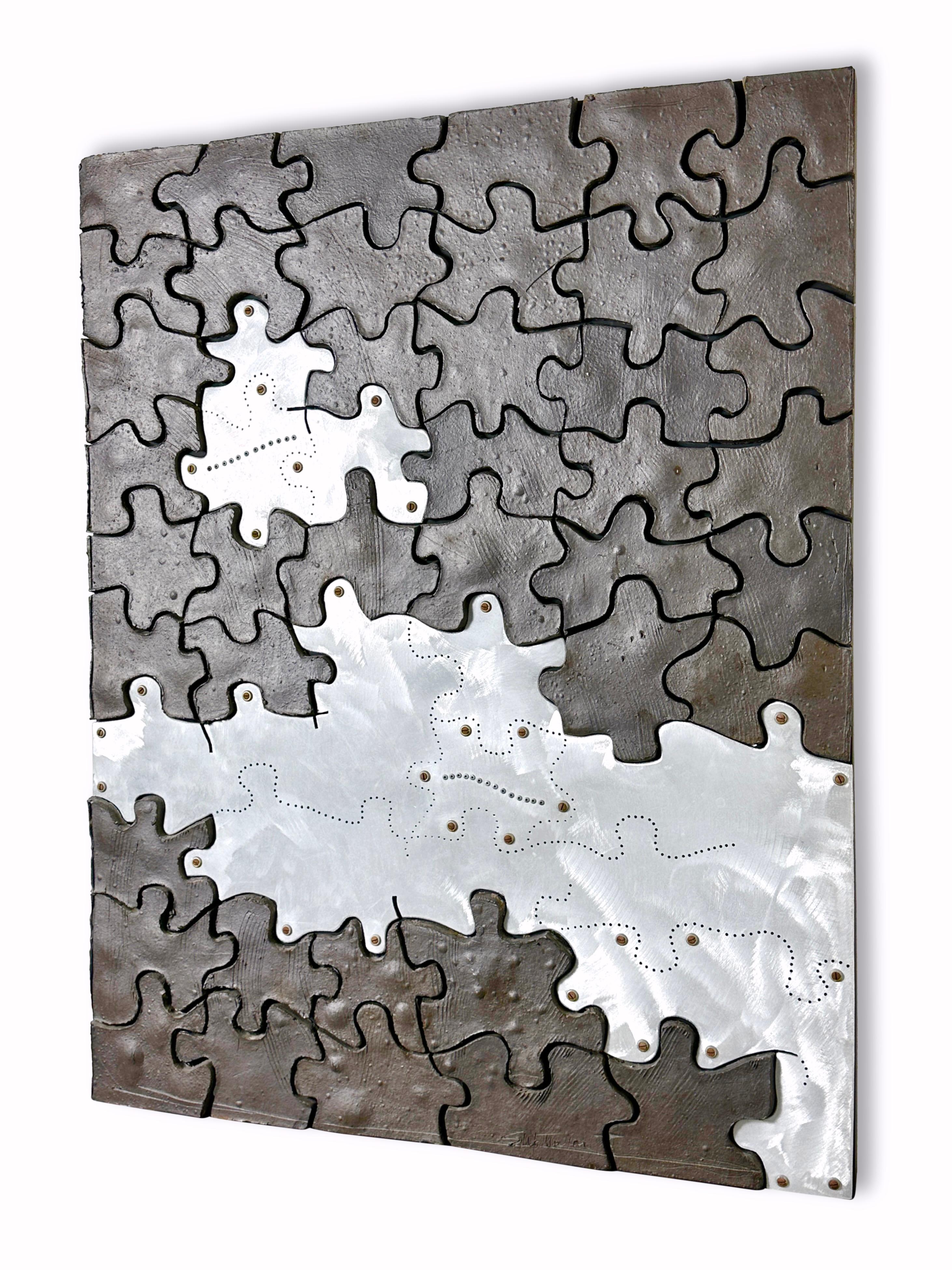 Mid-Century Modern Mid Century Modern Ceramic Puzzle Mosaic Wall Sculpture by John Stephenson 1975 For Sale