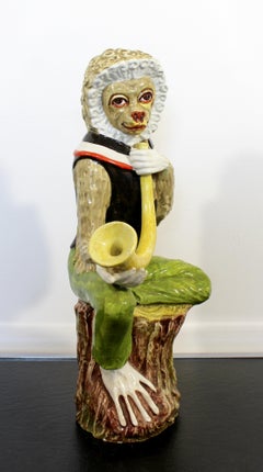 Mid-Century Modern Ceramic Seated Monkey Table Sculpture, Italy, 1960s
