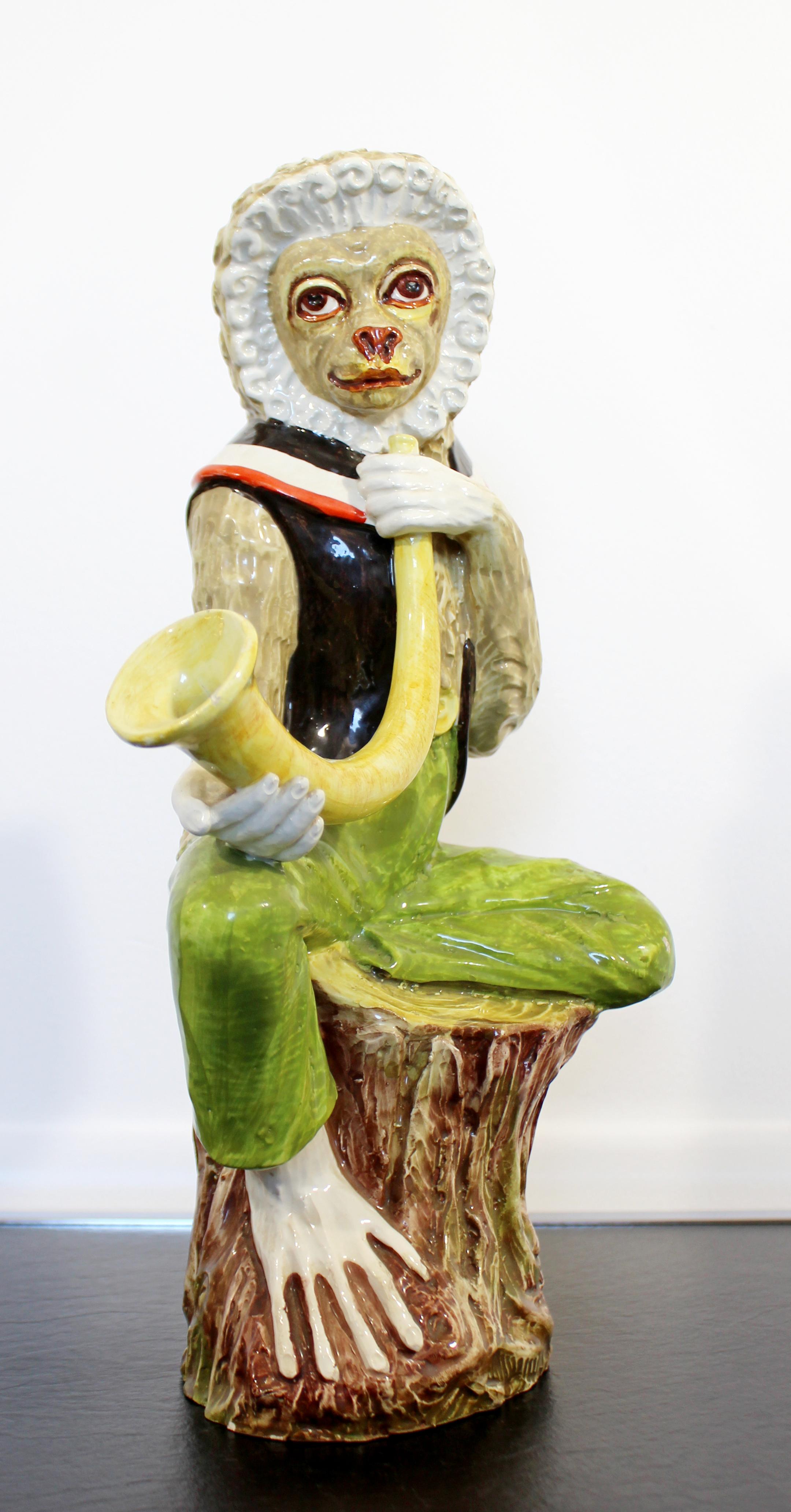 Mid-Century Modern Ceramic Seated Monkey Table Sculpture, Italy, 1960s For Sale 1