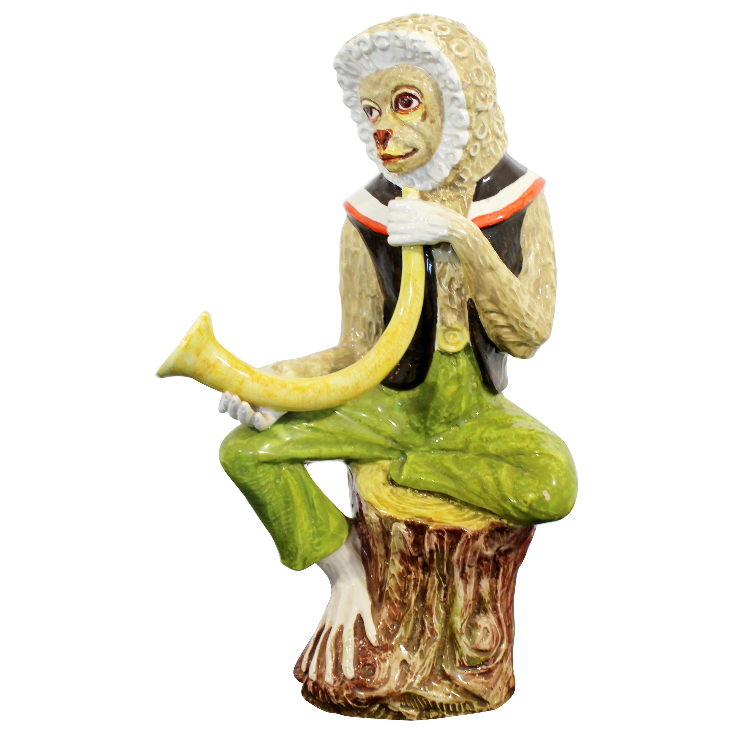 Mid-Century Modern Ceramic Seated Monkey Table Sculpture, Italy, 1960s For Sale