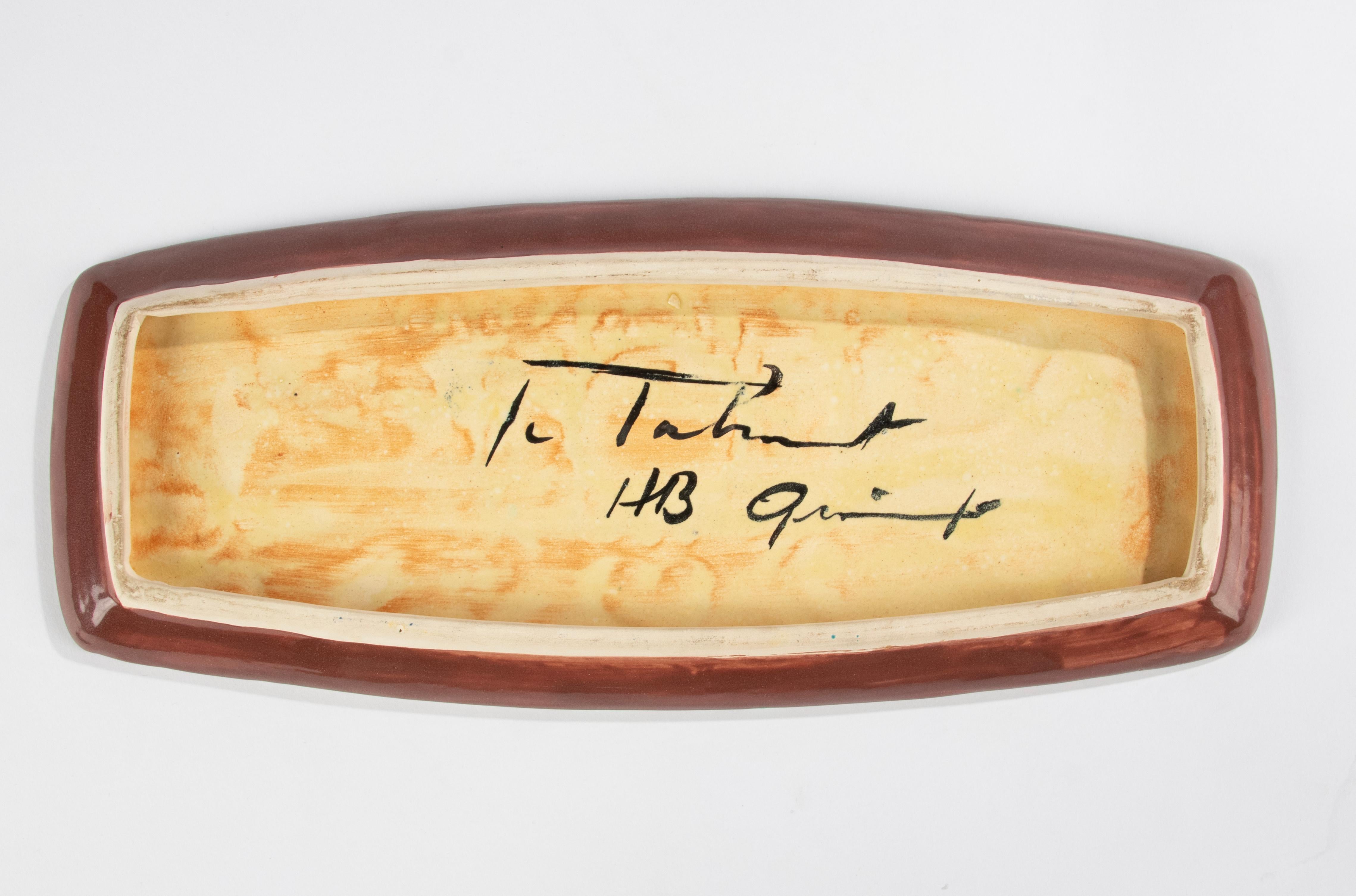 Français Assiette de service en céramique moderne du milieu du siècle dernier - par Jean-Claude Taburet pour Quimper