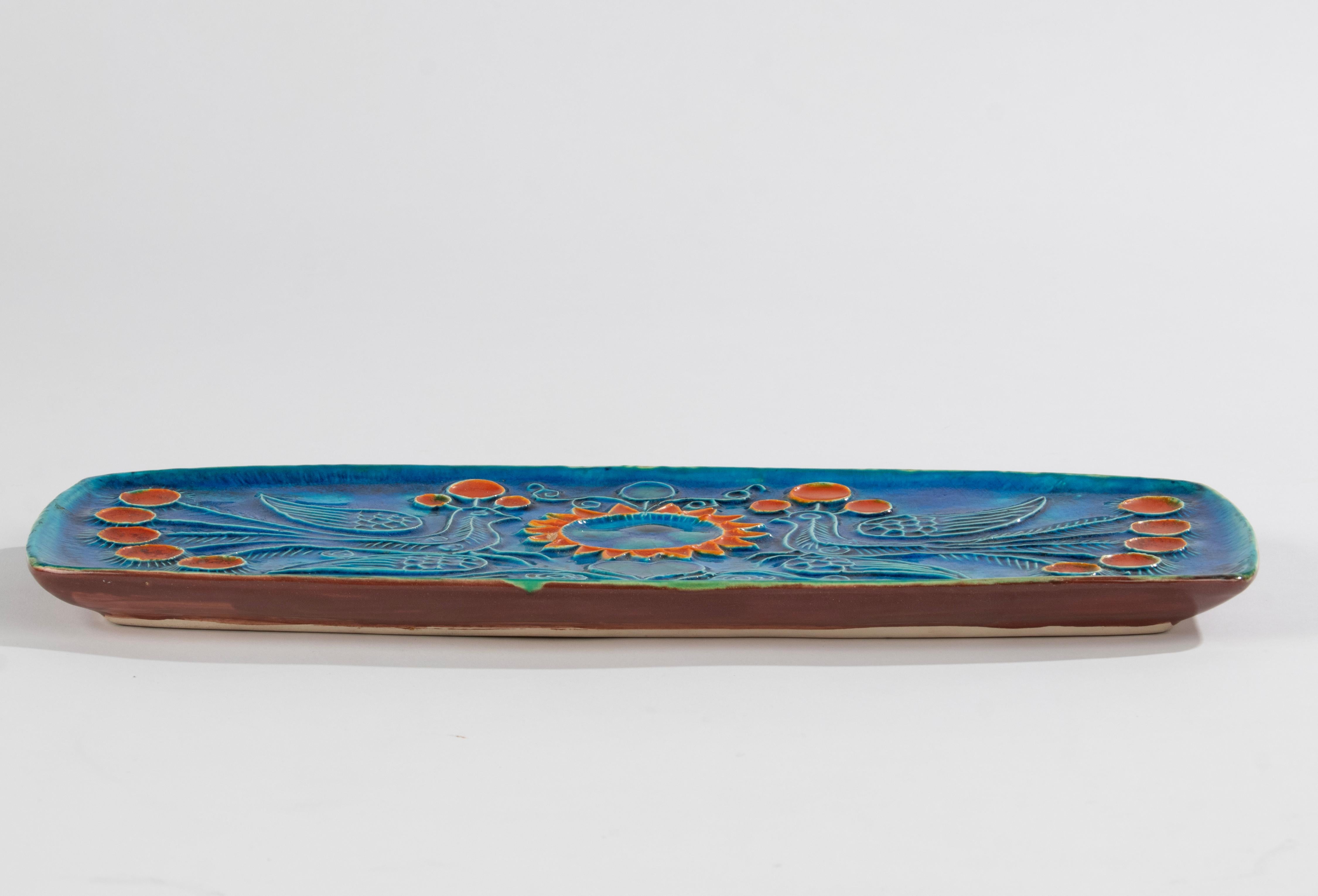 Milieu du XXe siècle Assiette de service en céramique moderne du milieu du siècle dernier - par Jean-Claude Taburet pour Quimper