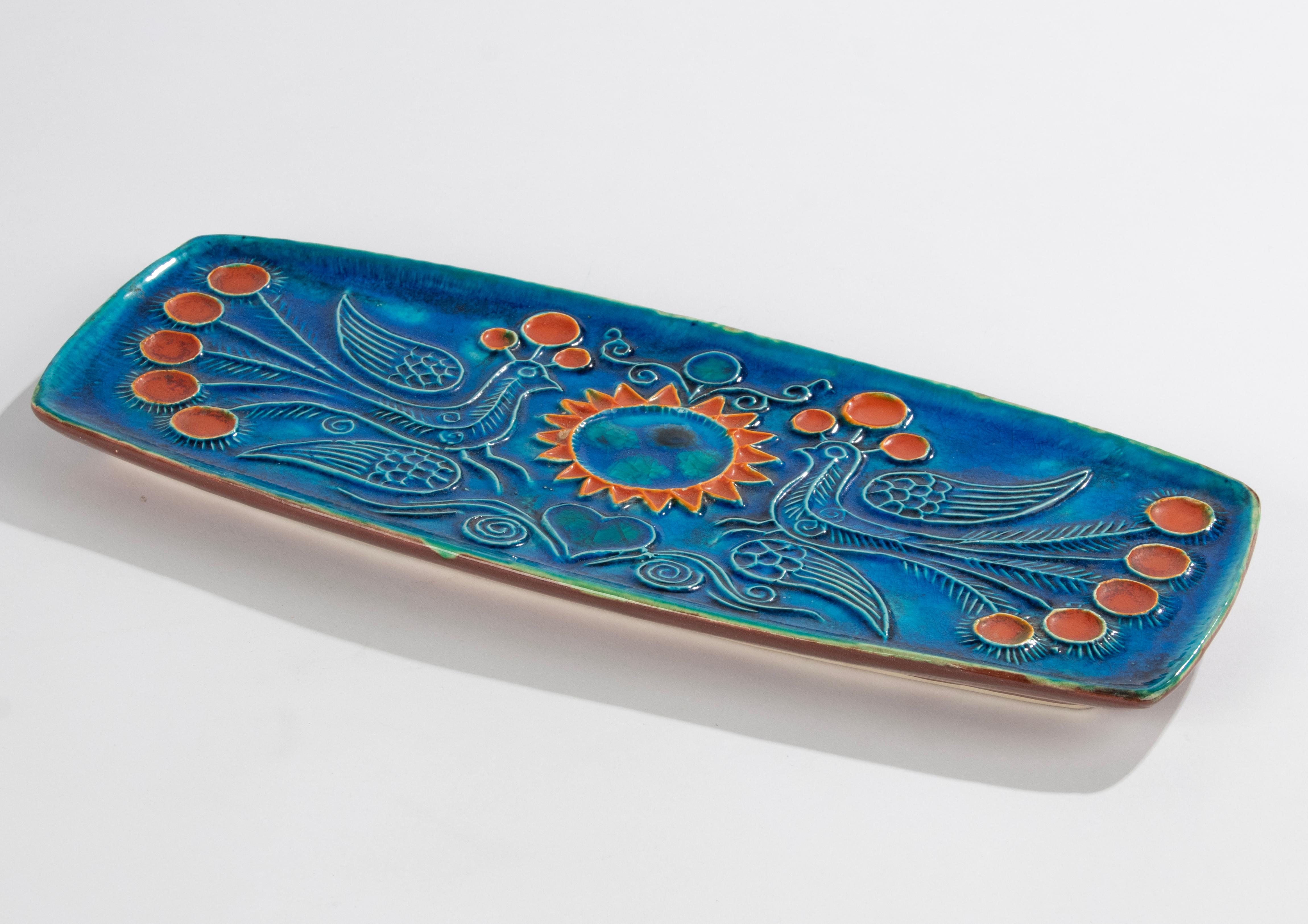 Assiette de service en céramique moderne du milieu du siècle dernier - par Jean-Claude Taburet pour Quimper 1