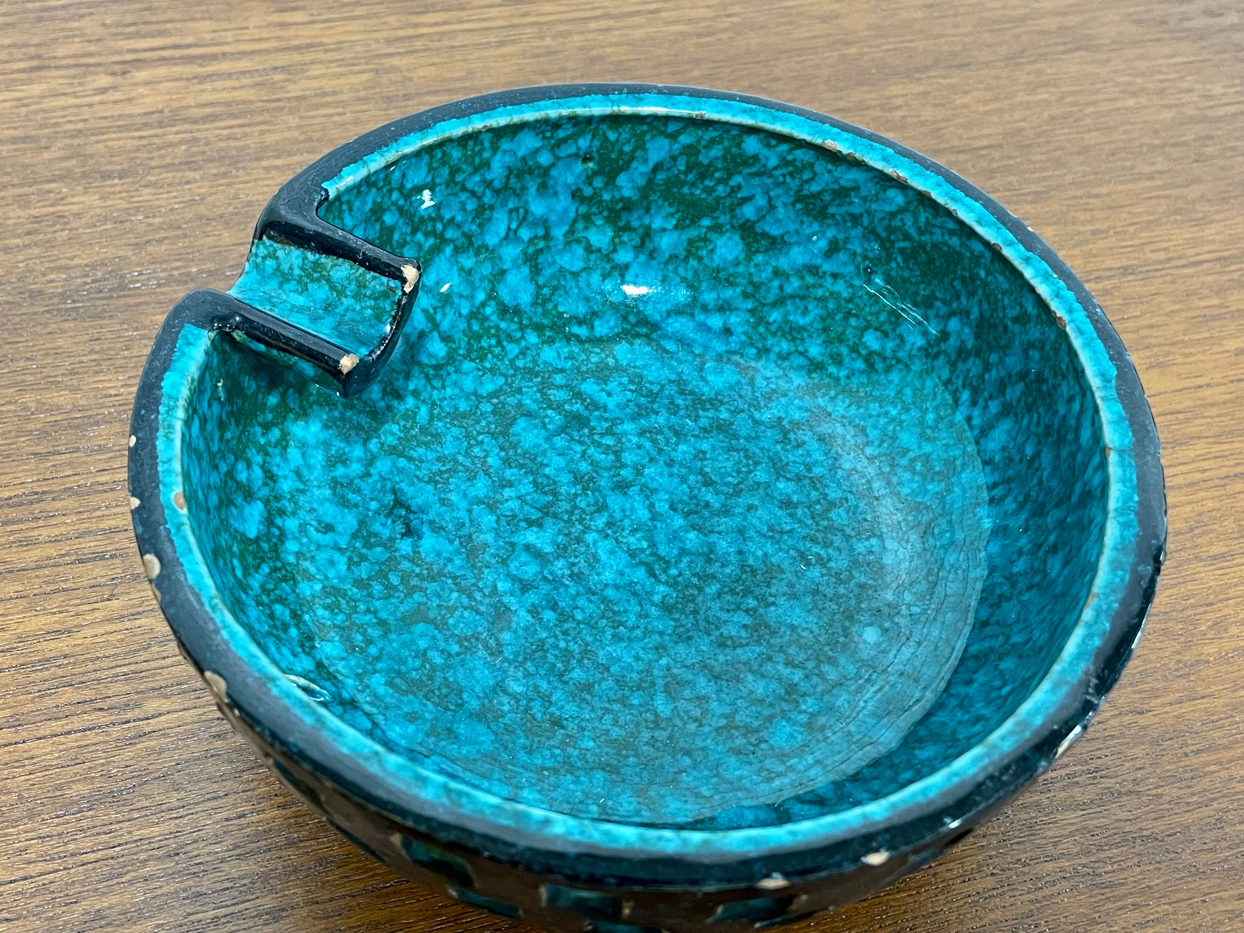 Mid Century Modern CERAMIC Signed TURQUOISE ASHTRAY Bowl by Bitossi, c. 1960's im Angebot 4