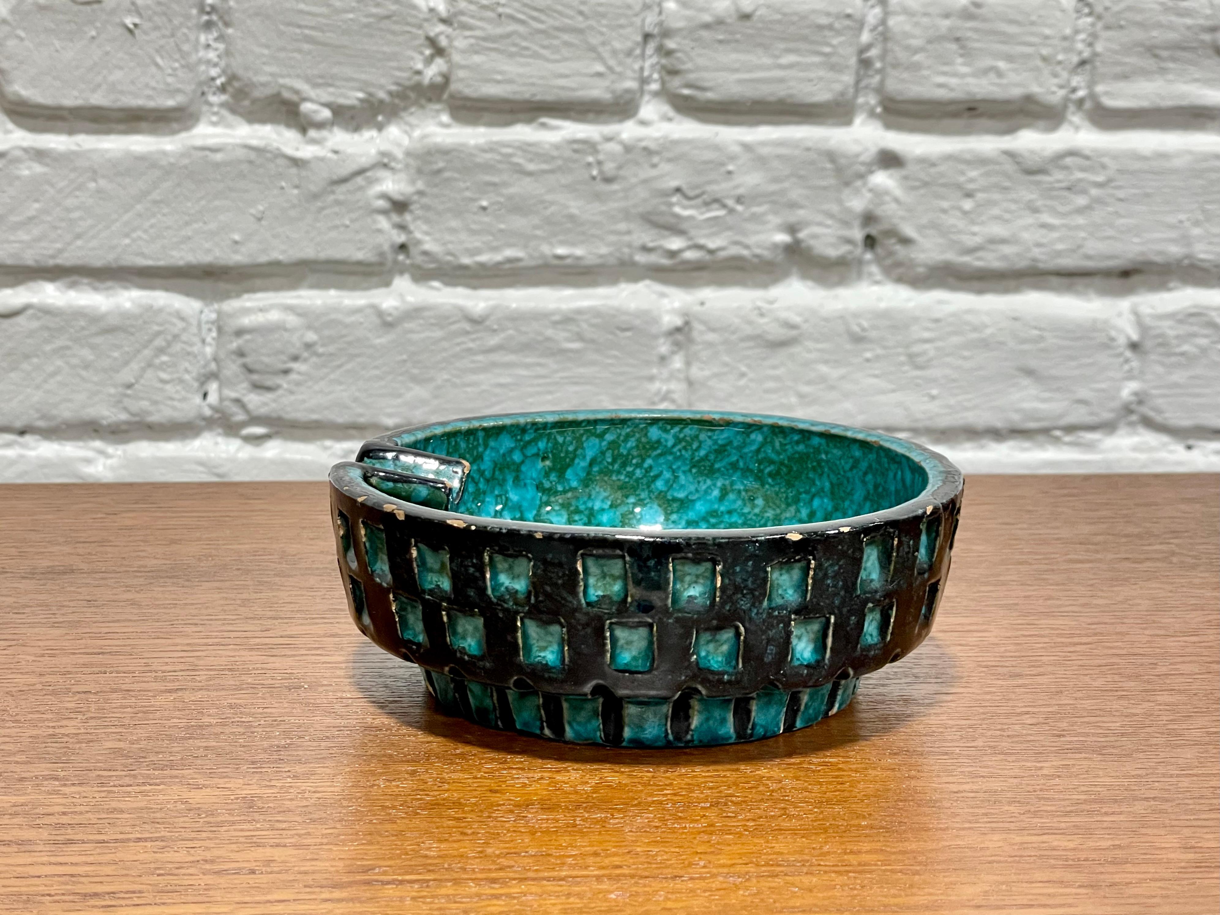 Mid Century Modern CERAMIC Signed TURQUOISE ASHTRAY Bowl by Bitossi, c. 1960's im Angebot 5