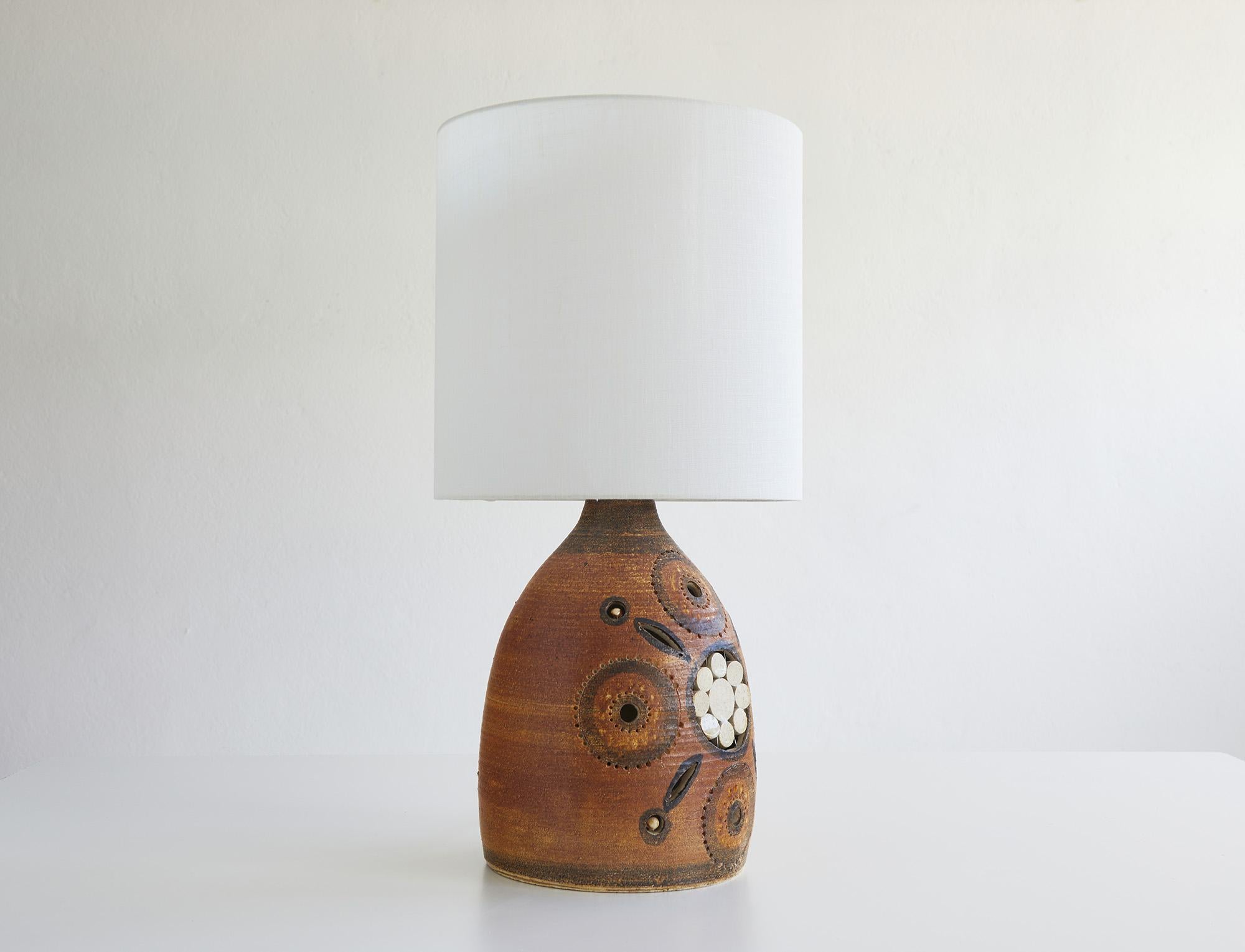 French Mid-Century Modern Ceramic Table Lamp by George Pelletier, France 1960 For Sale