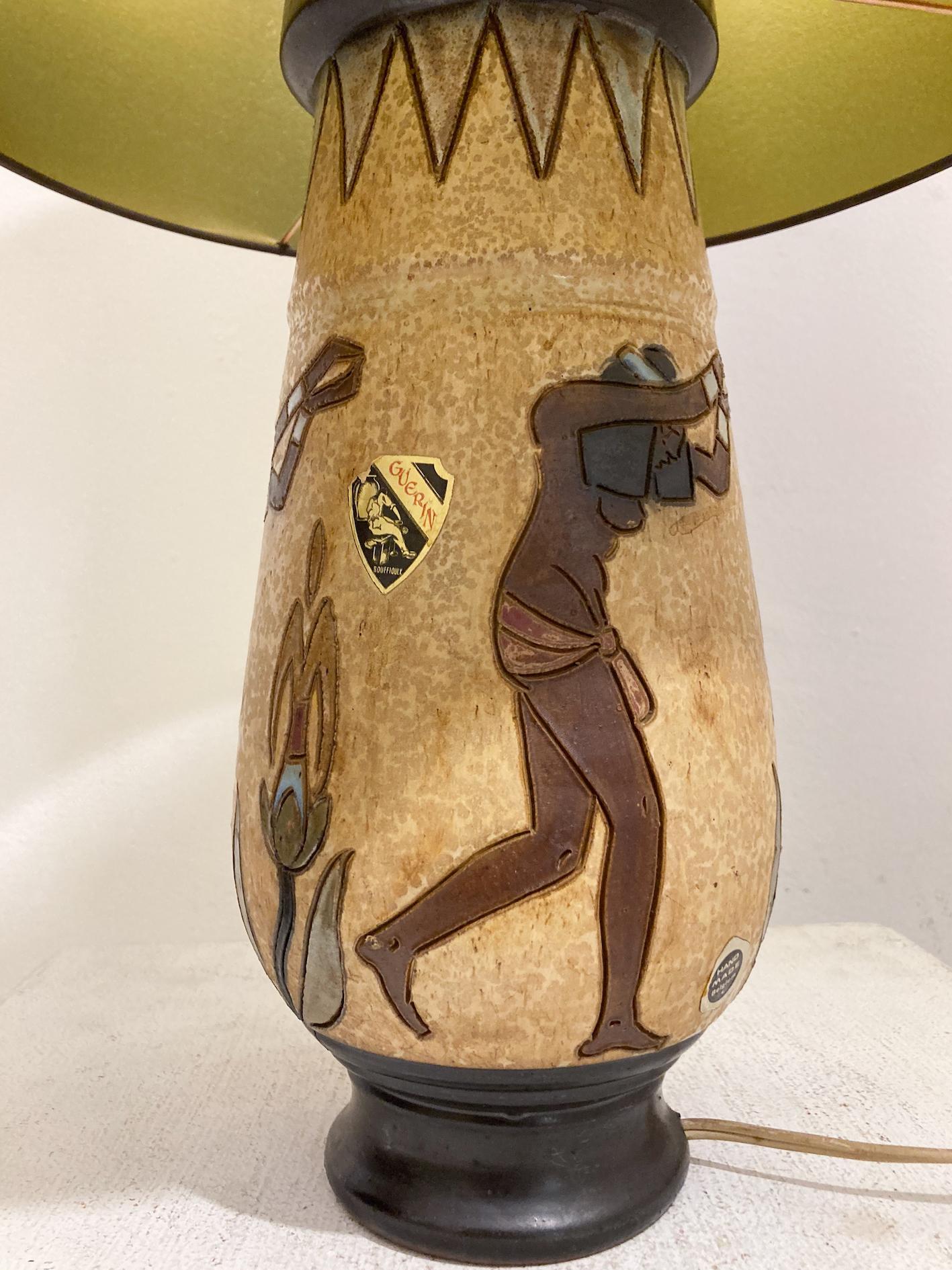 Moderne Keramiktischlampe aus der Jahrhundertmitte von Roger Guérin, Belgien im Angebot 8
