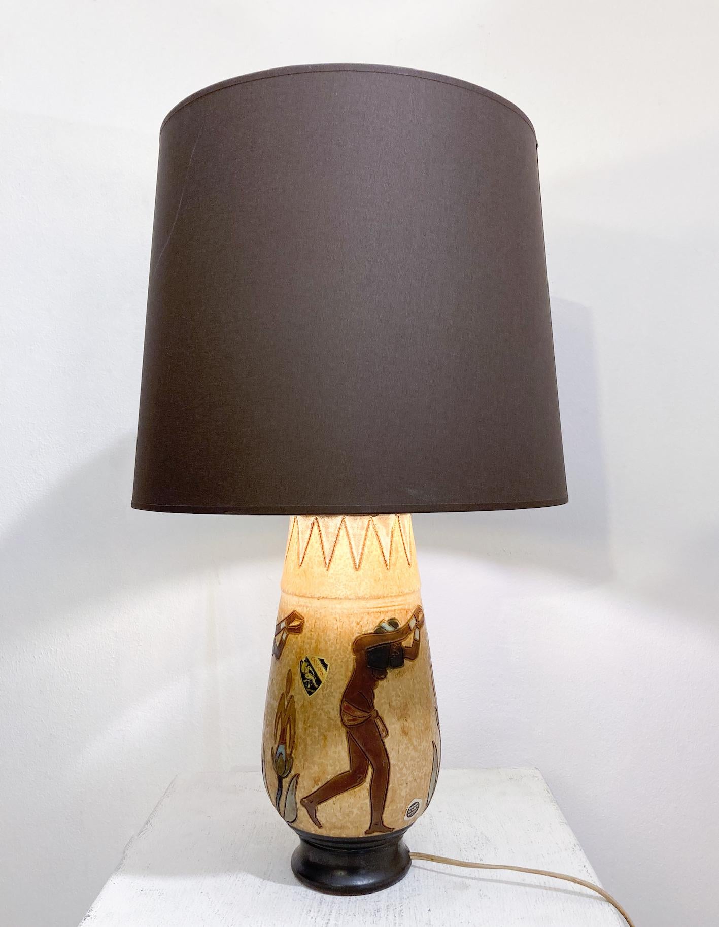 Moderne Keramiktischlampe aus der Jahrhundertmitte von Roger Guérin, Belgien im Angebot 9