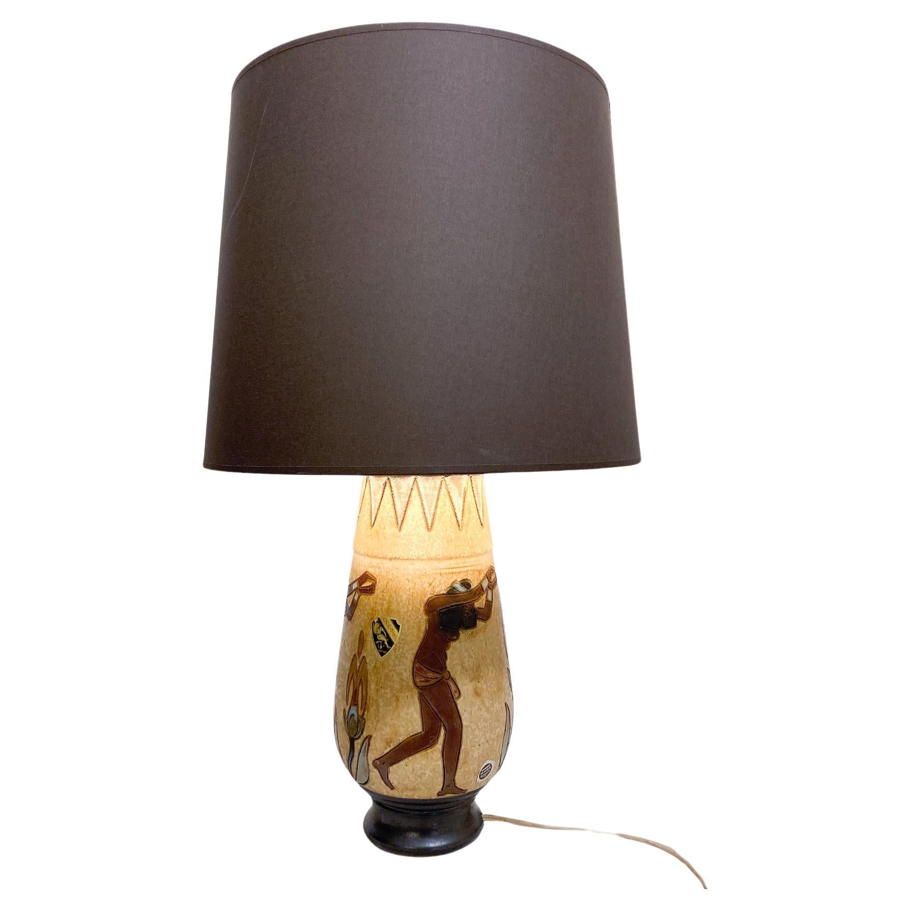 Mid-Century Modern Ceramic Table Lamp by Roger Guérin, Belgium For Sale