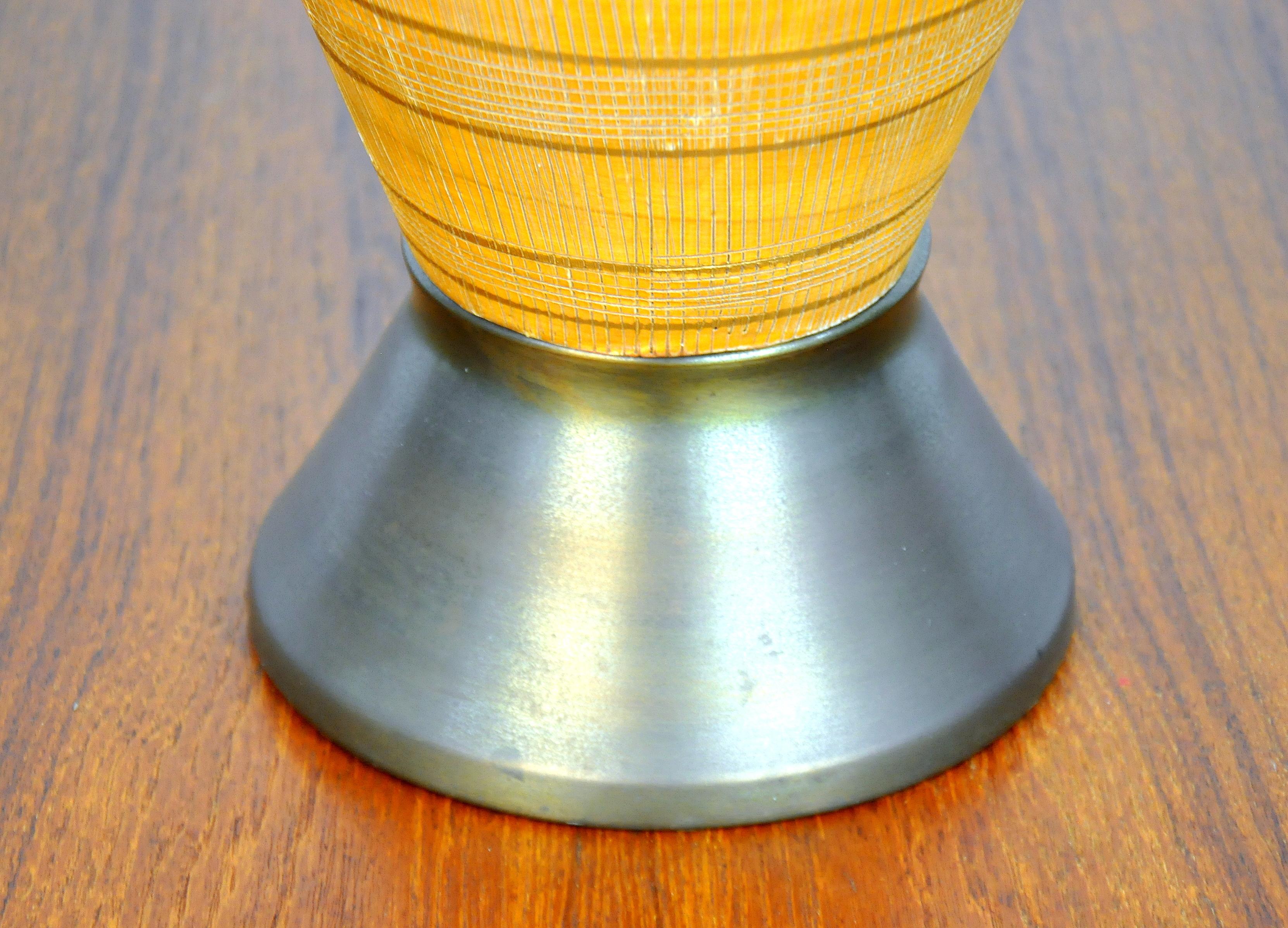 Danish Modern Orange and Gold Beehive Table Lamp 2