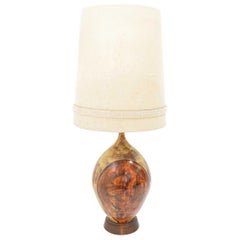 Vintage Mid-Century Modern Ceramic Table Lamp in Orange and Brown