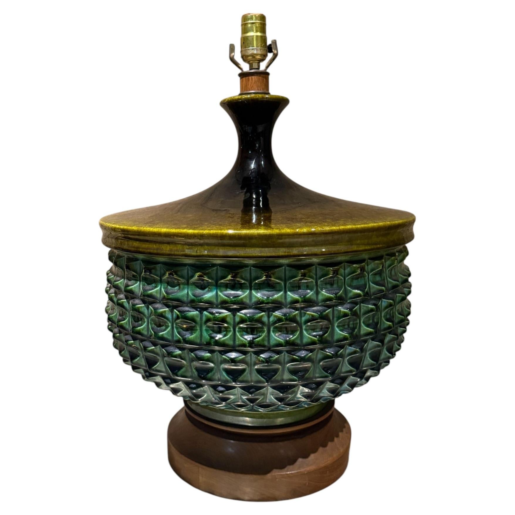 Mid-Century Modern Ceramic Table Lamp Sculptural Ceramic Base
