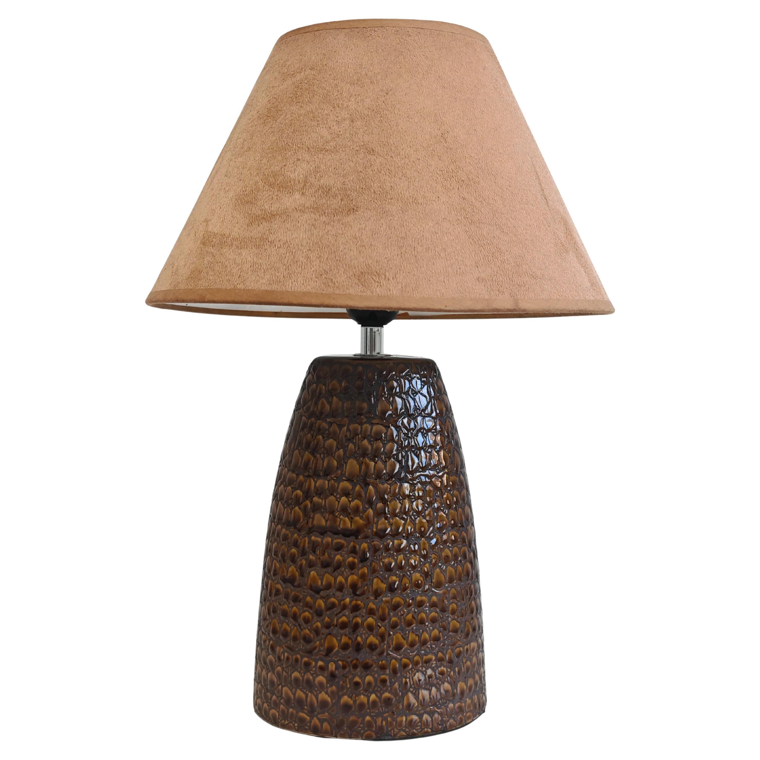 Mid Century Modern Keramik Tischlampe mit Alligator Textur, Italien 1980er
