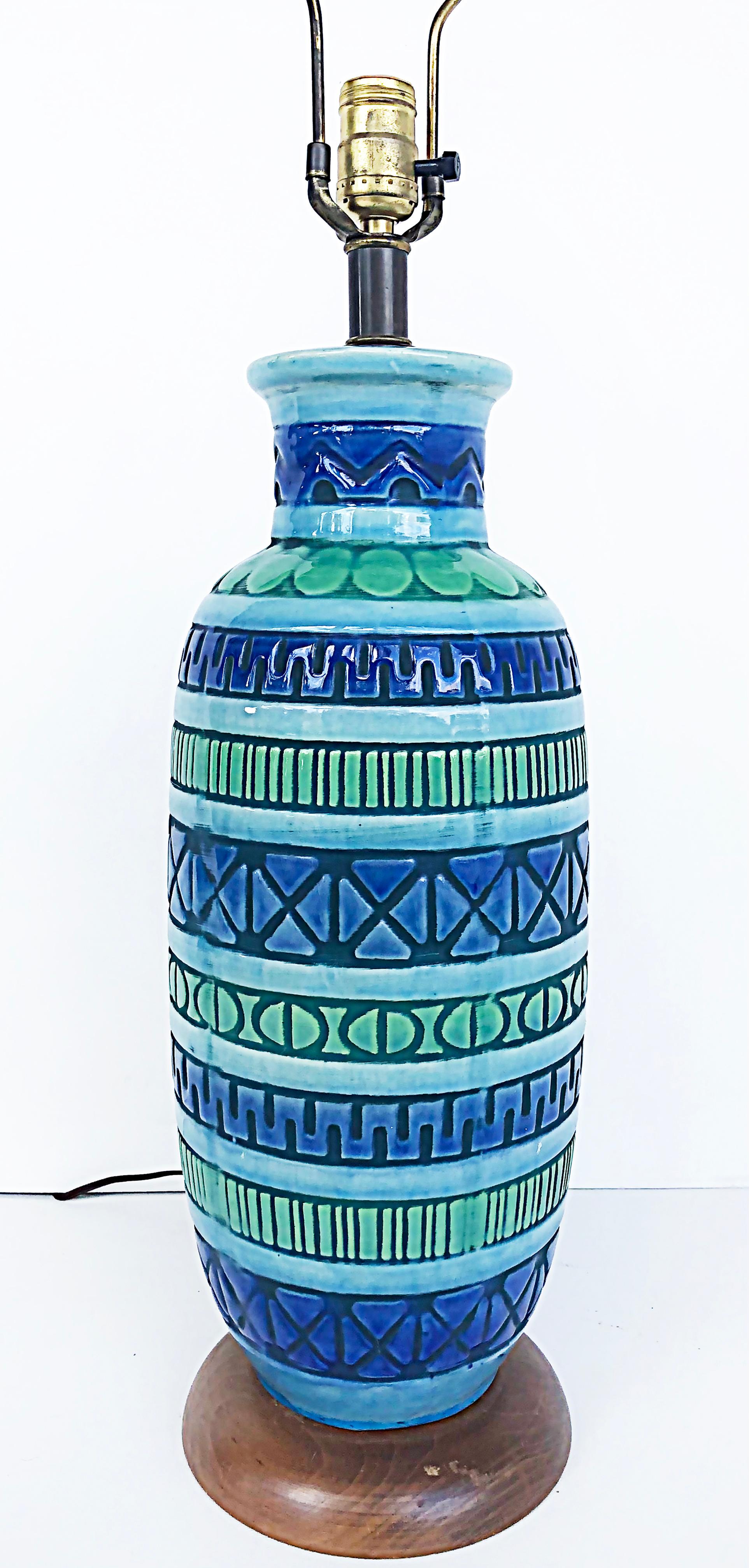 Moderne Keramik-Tischlampen aus der Mitte des Jahrhunderts, Bitossi-Manier  (Moderne der Mitte des Jahrhunderts) im Angebot