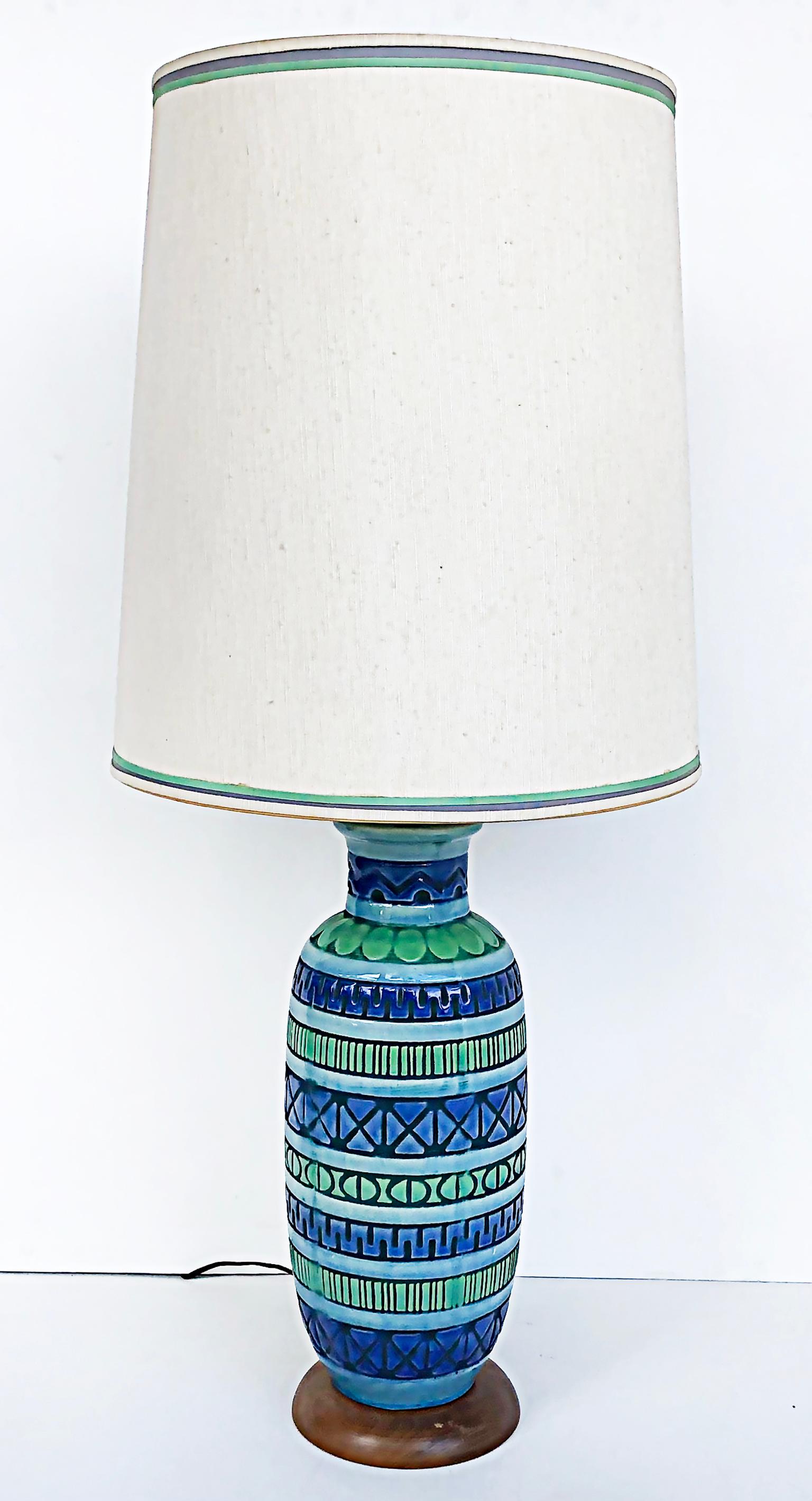Vernissé Lampes de table en céramique mi-siècle moderne, style Bitossi  en vente