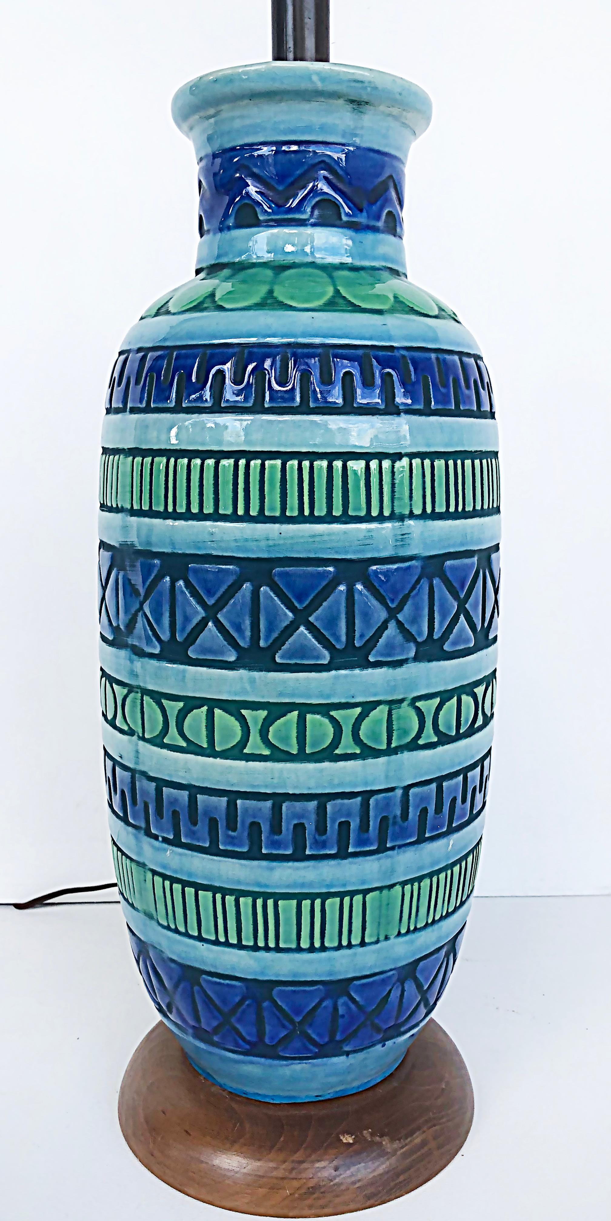Moderne Keramik-Tischlampen aus der Mitte des Jahrhunderts, Bitossi-Manier  im Zustand „Gut“ im Angebot in Miami, FL