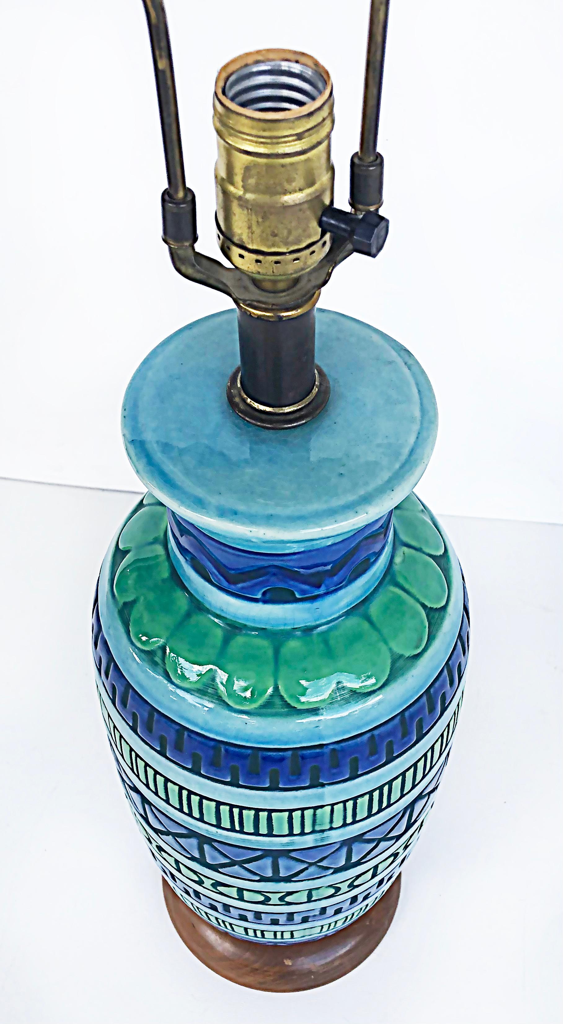 20ième siècle Lampes de table en céramique mi-siècle moderne, style Bitossi  en vente