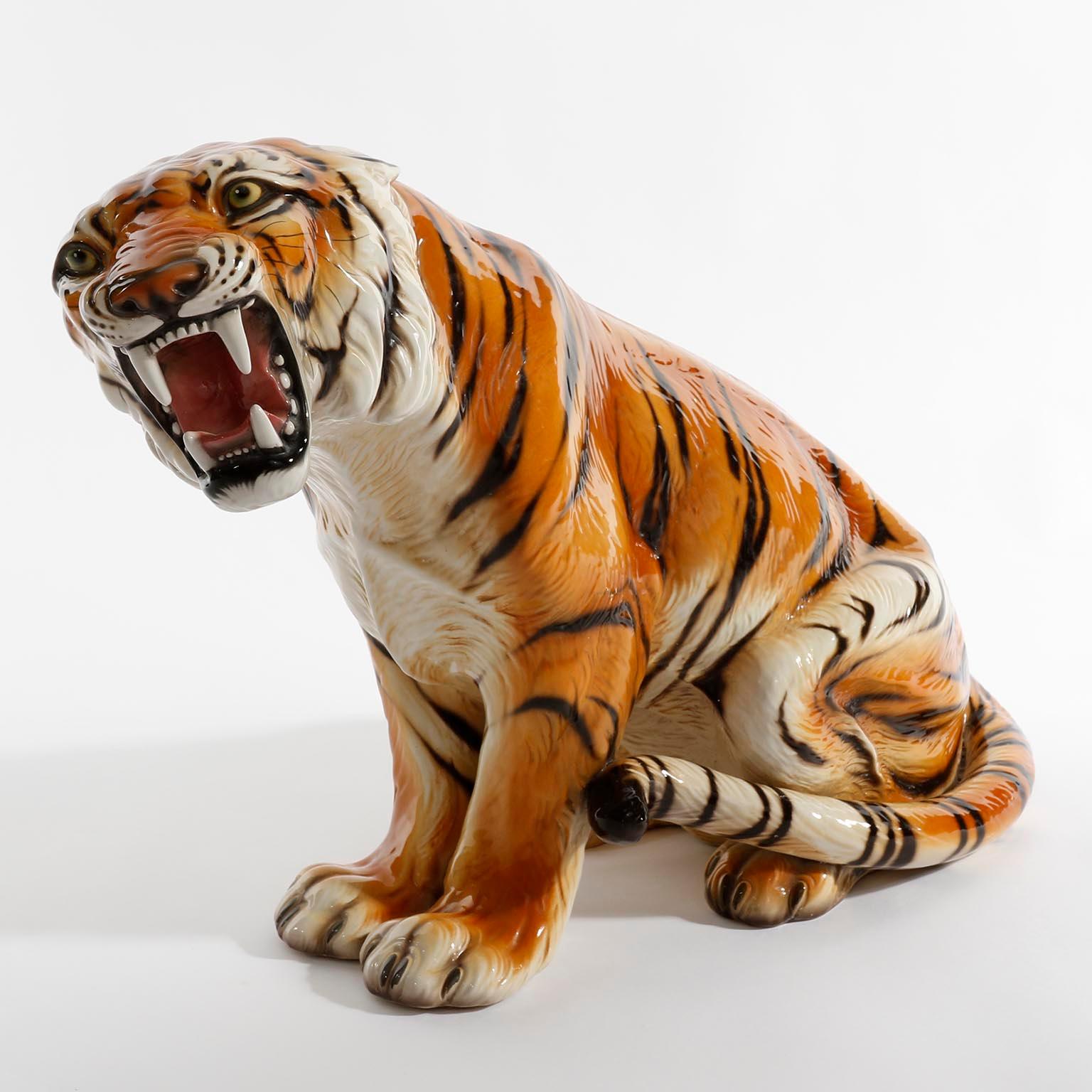 Mid-Century Modern Tigre en céramique The Moderns par Ronzan, Italie, années 1950 en vente