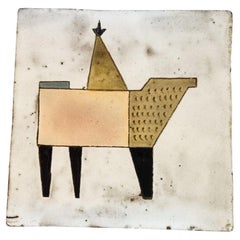 Vintage Mid-Century Modern Ceramic Tile in the style of Bruno Capacci