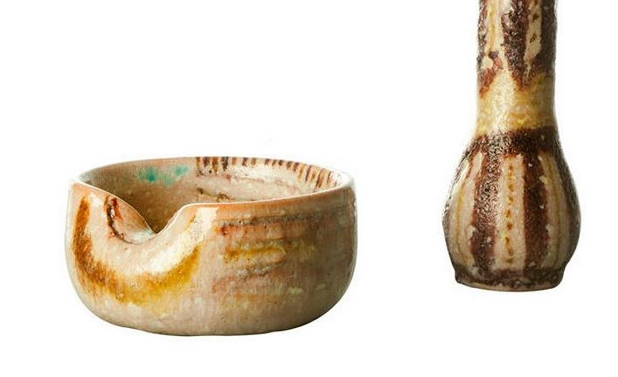 Jarrón y cuenco de cerámica modernos de mediados de siglo de Guido Gambone en Bueno estado para la venta en London, GB