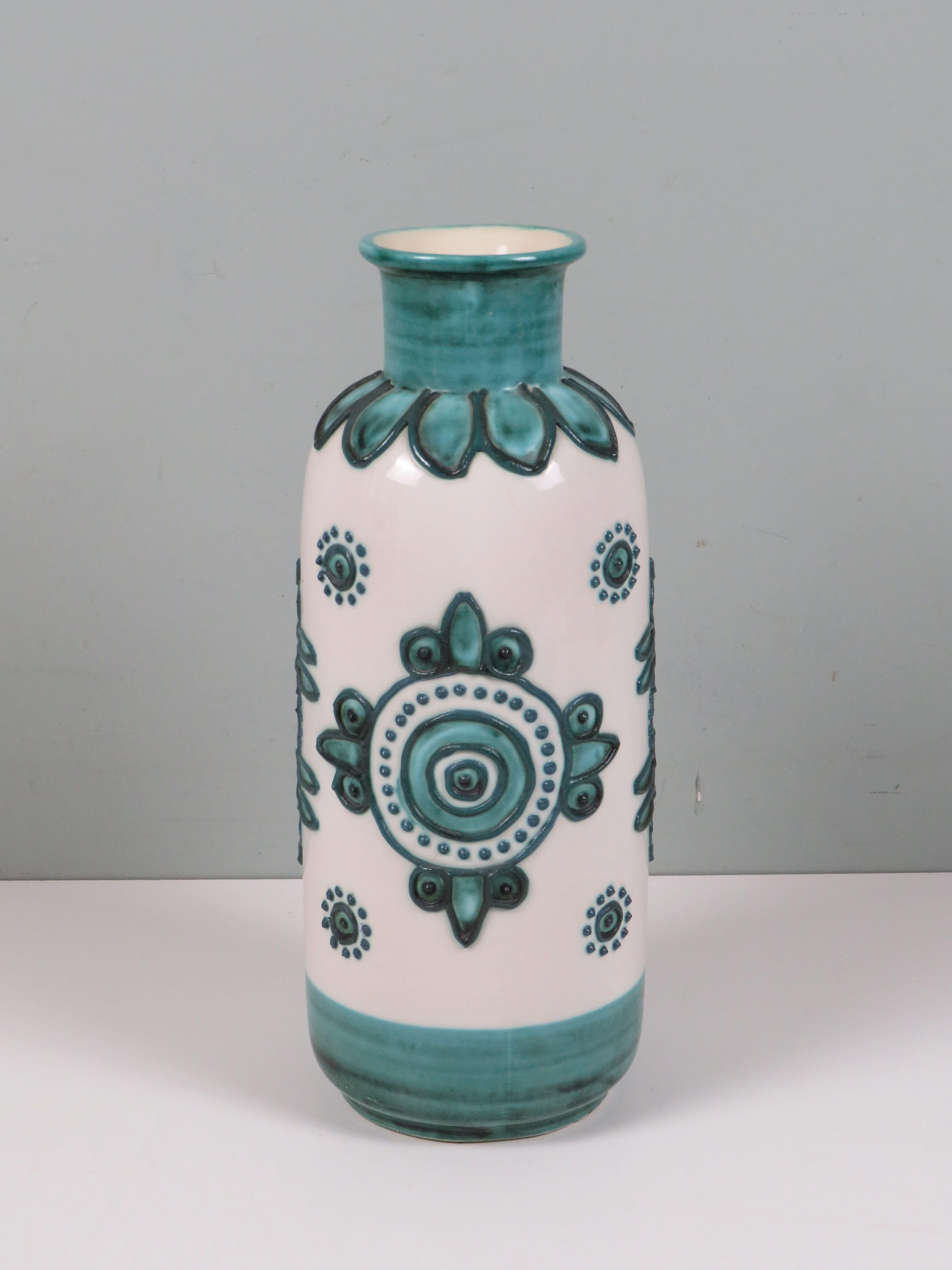 German Mid-Century Modern Ceramic Vase, Attributed to Bodo Mans for Schlossberg, WG For Sale
