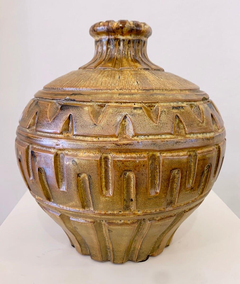 French Mid-Century Modern Ceramic Vase by Marius Bessone-Vallauris, France, 1950s