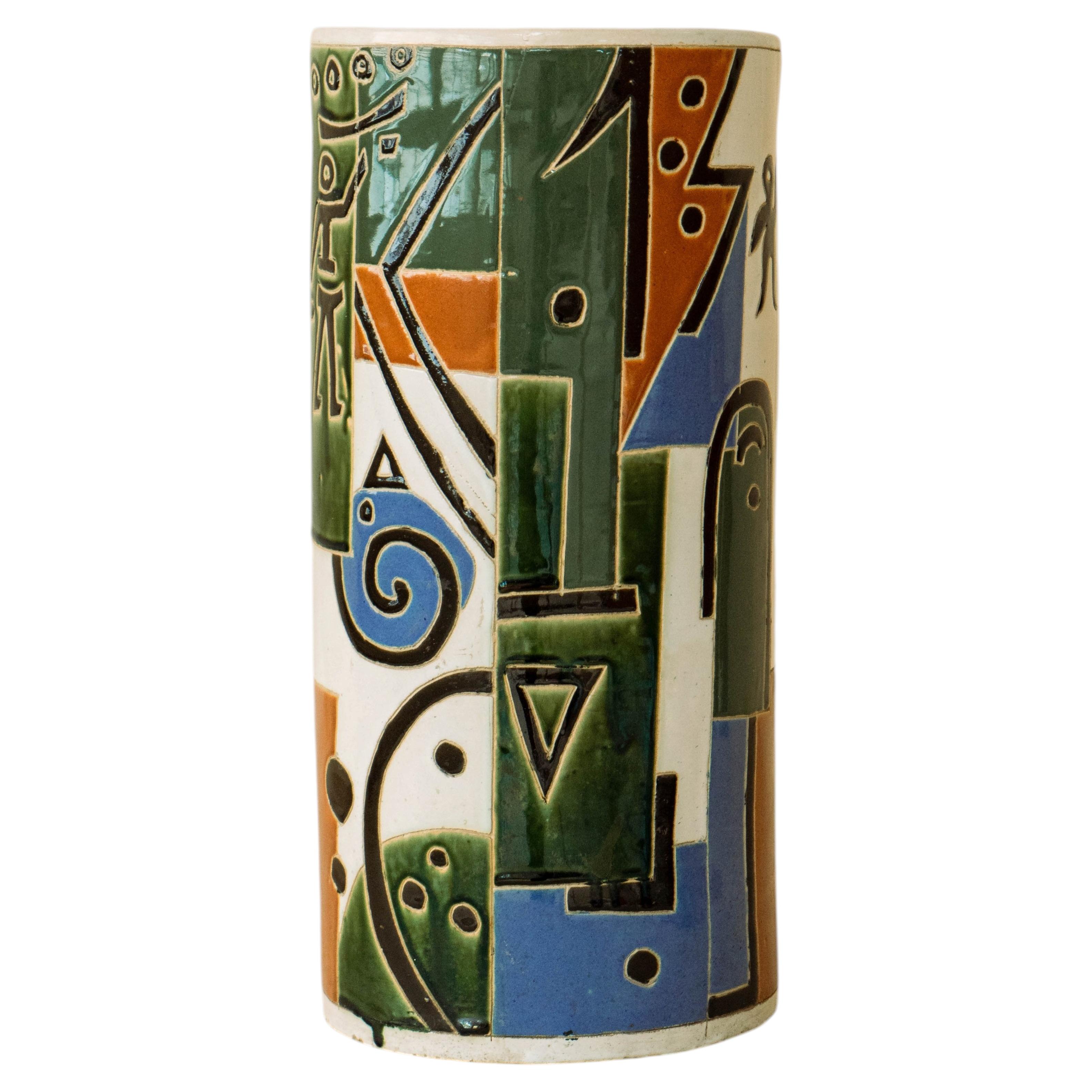Vaso in ceramica moderno di metà secolo di un artista sconosciuto, anni '60