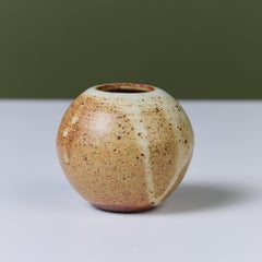 Mid-Century Modern Ceramic Vase, Glazed, Speckled Earthy Finish, 3”