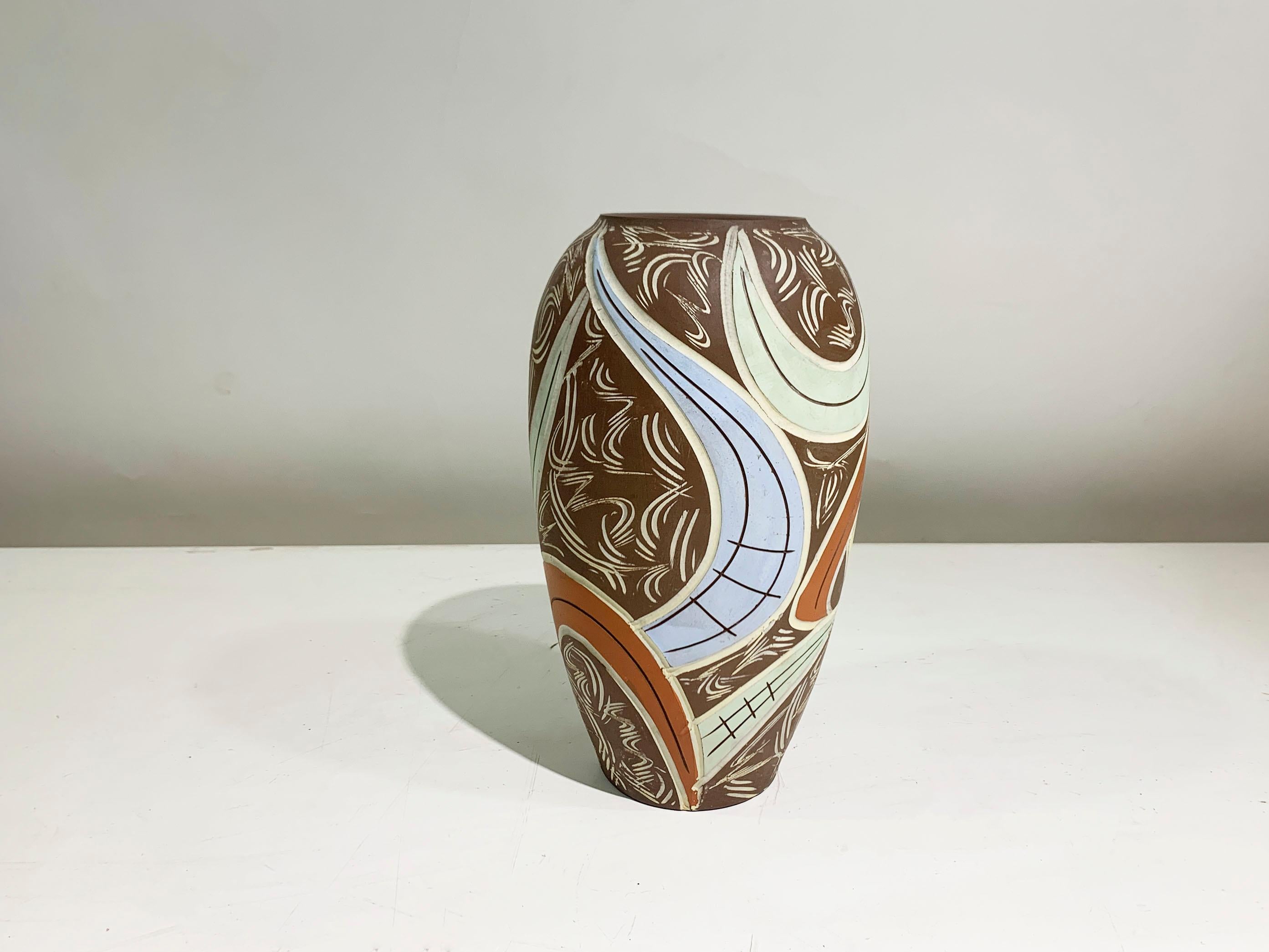 Francese Vaso in ceramica di metà secolo moderno numerato 22/25, Francia, circa anni '50 in vendita