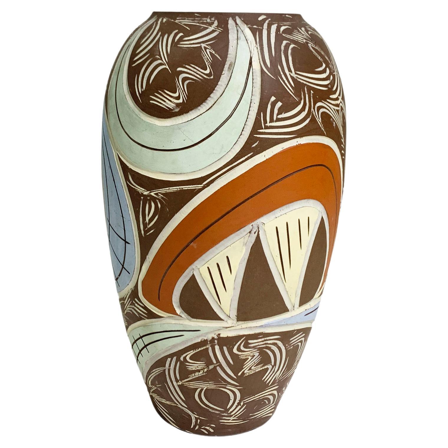 Vaso in ceramica di metà secolo moderno numerato 22/25, Francia, circa anni '50