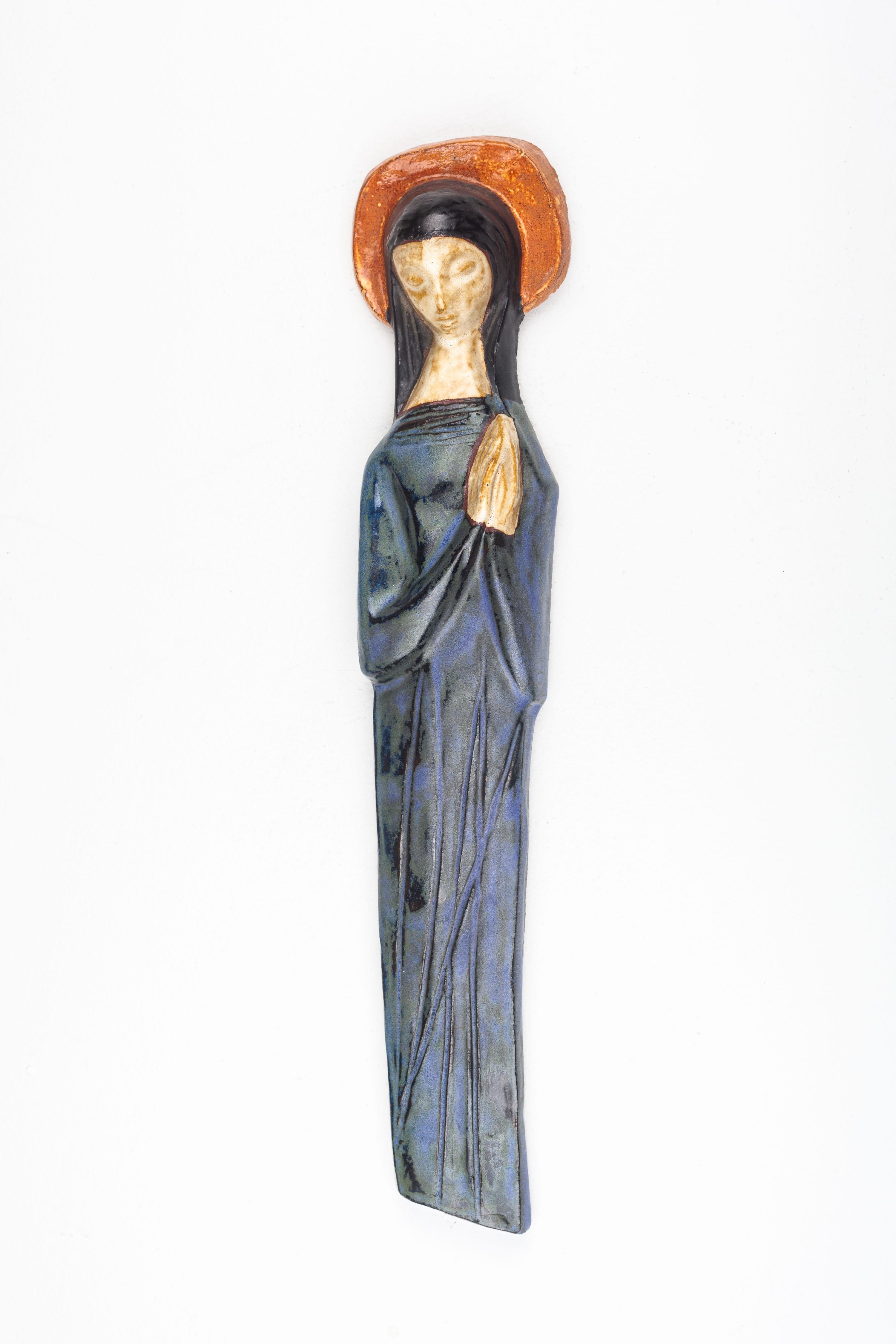 European Mid-Century Modern Ceramic Virgin Mary For Sale