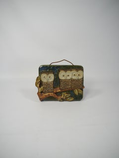Mid-Century Modern Ceramic Wall Plaque of Owls on a Branch by EGO, Sweden, 1960s