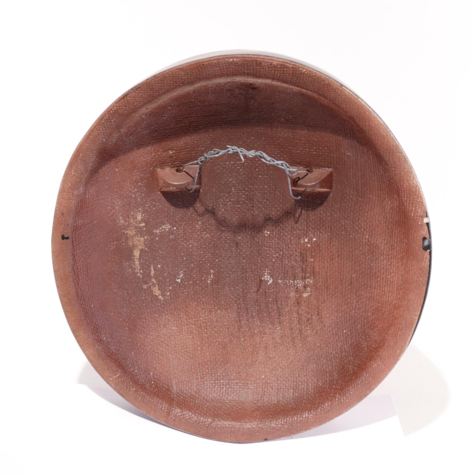 Japanese Mid-Century Modern Ceramic Wall Sculpture in an Olive Glaze by Taro Okamoto For Sale
