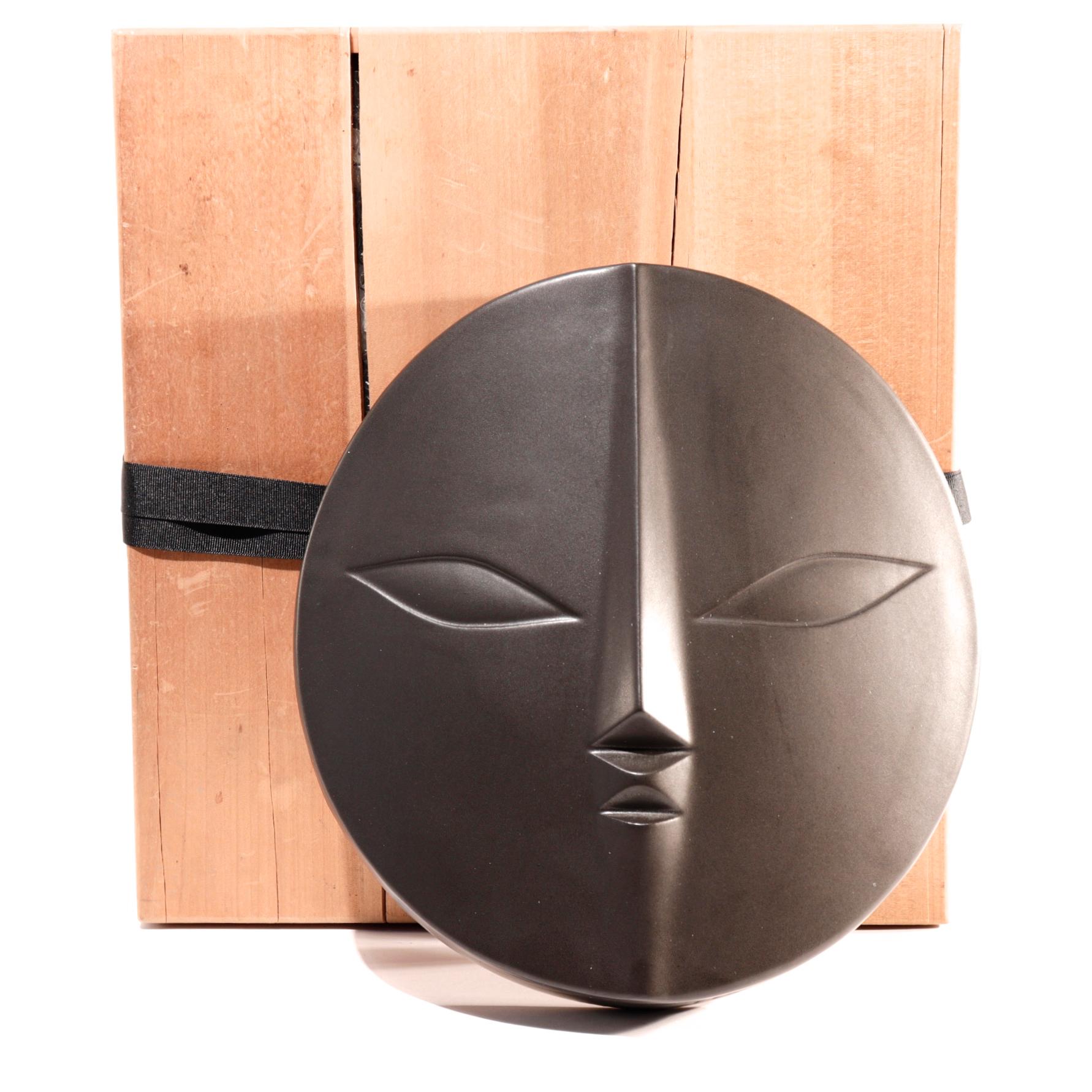 Glazed Mid-Century Modern Ceramic Wall Sculpture in an Olive Glaze by Taro Okamoto For Sale