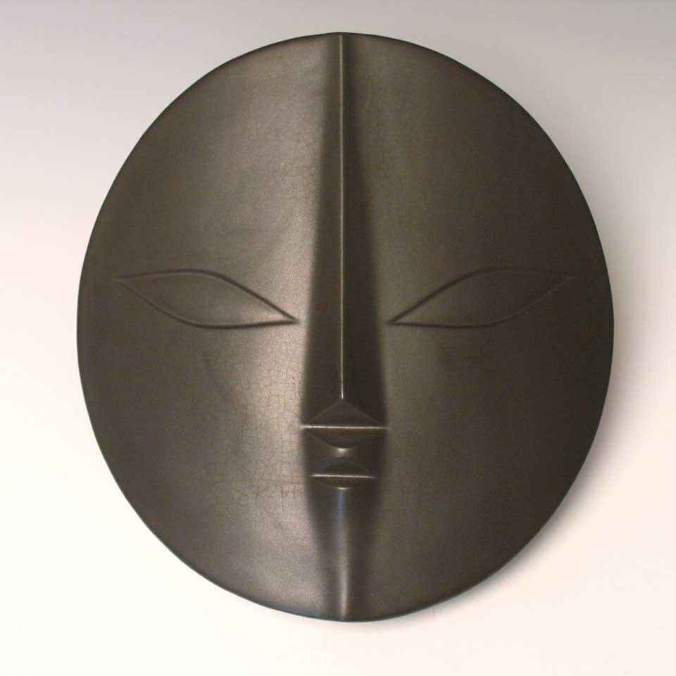 Late 20th Century Mid-Century Modern Ceramic Wall Sculpture in an Olive Glaze by Taro Okamoto For Sale