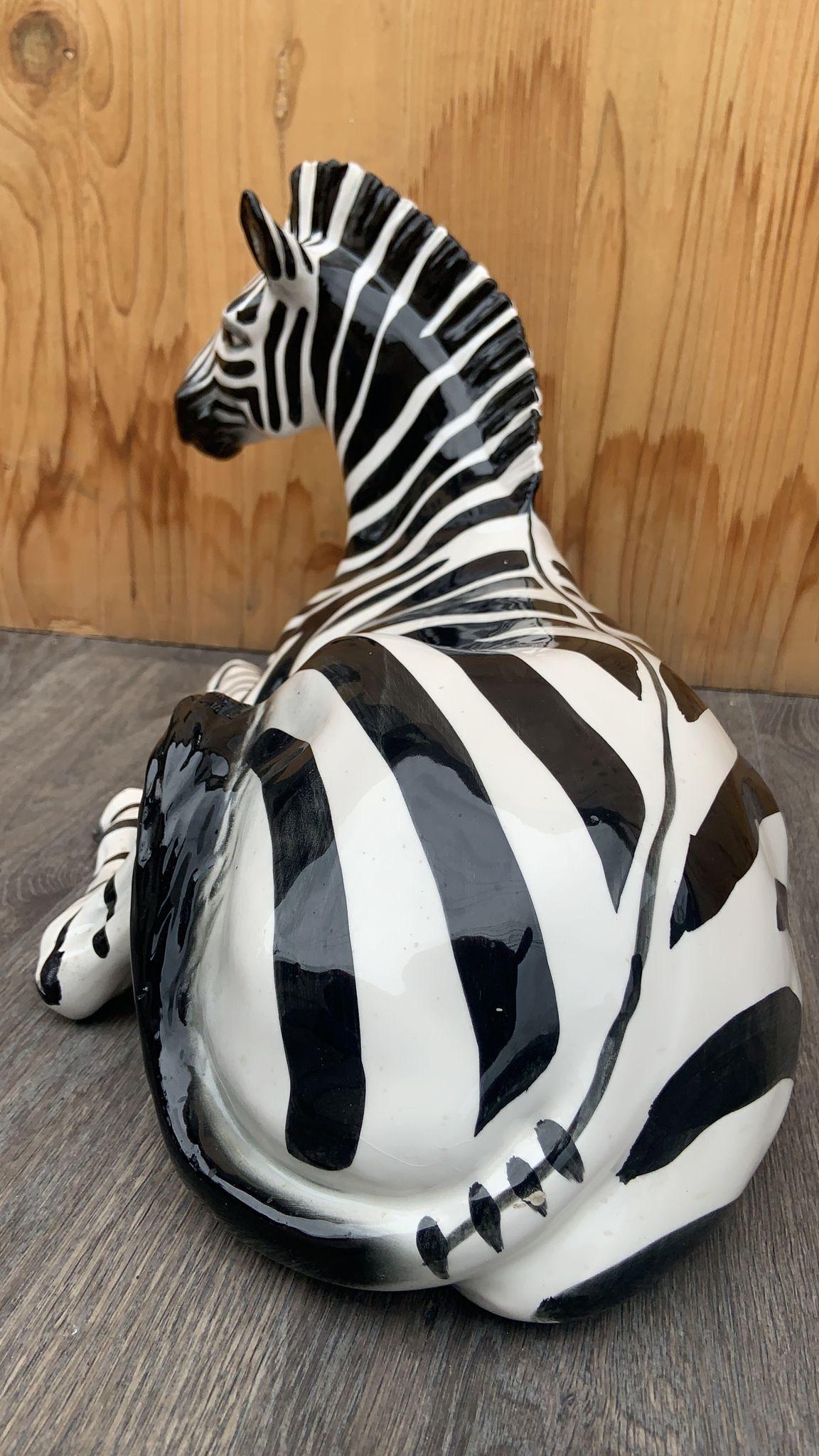 Mid-Century Modern Mid Century Modern Ceramic Zebra Statue Sculpture Figurine  For Sale