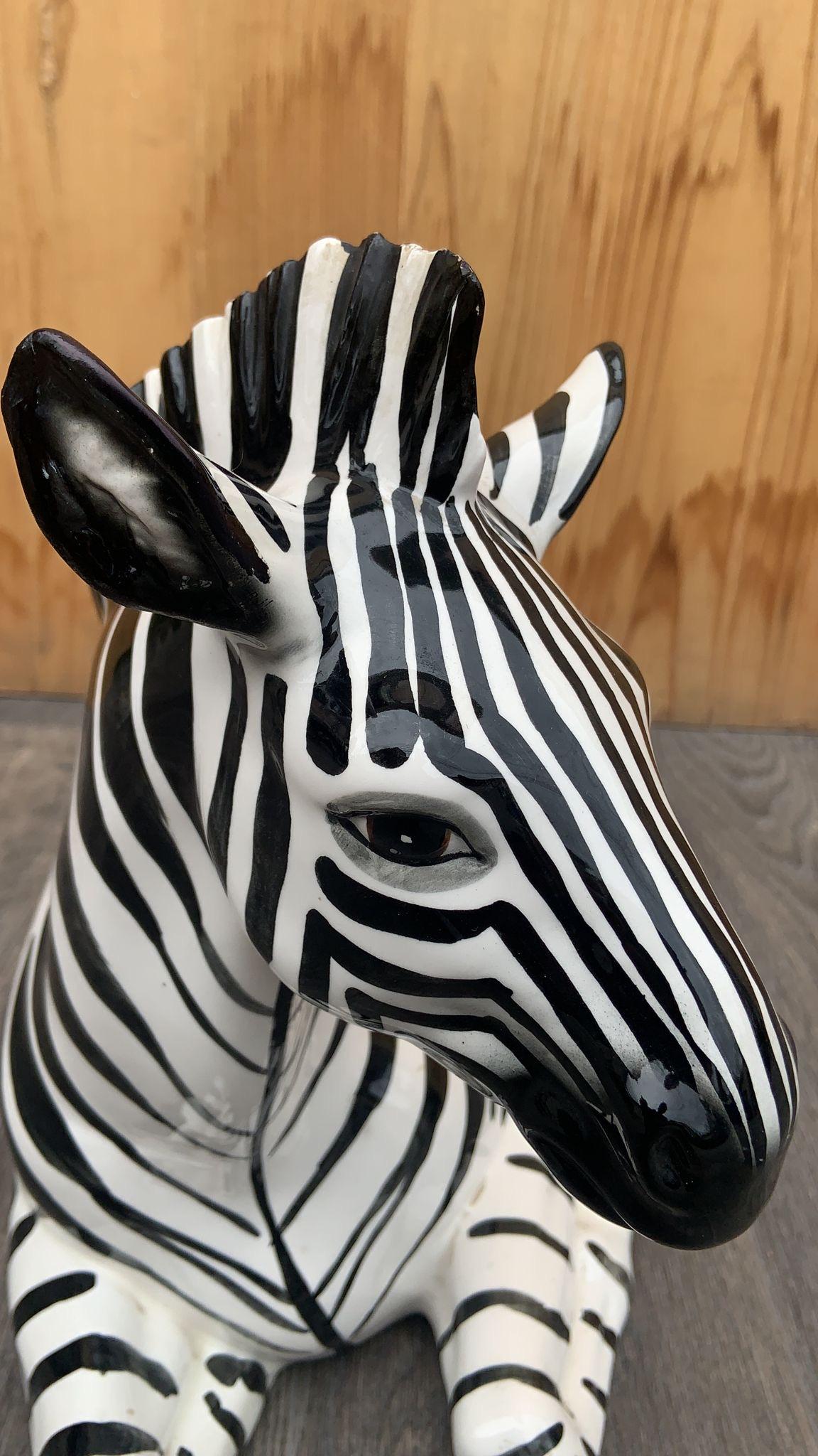 Mid-20th Century Mid Century Modern Ceramic Zebra Statue Sculpture Figurine  For Sale