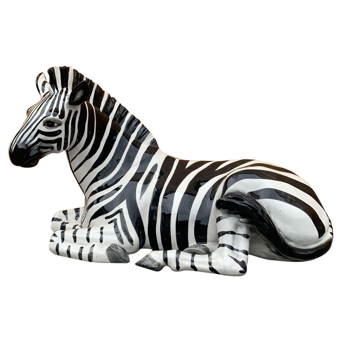 Statua scultura di Zebra in ceramica del Mid Century Modern