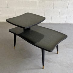 Mid-Century Modern Cerused Mahogany Stepped Side Table