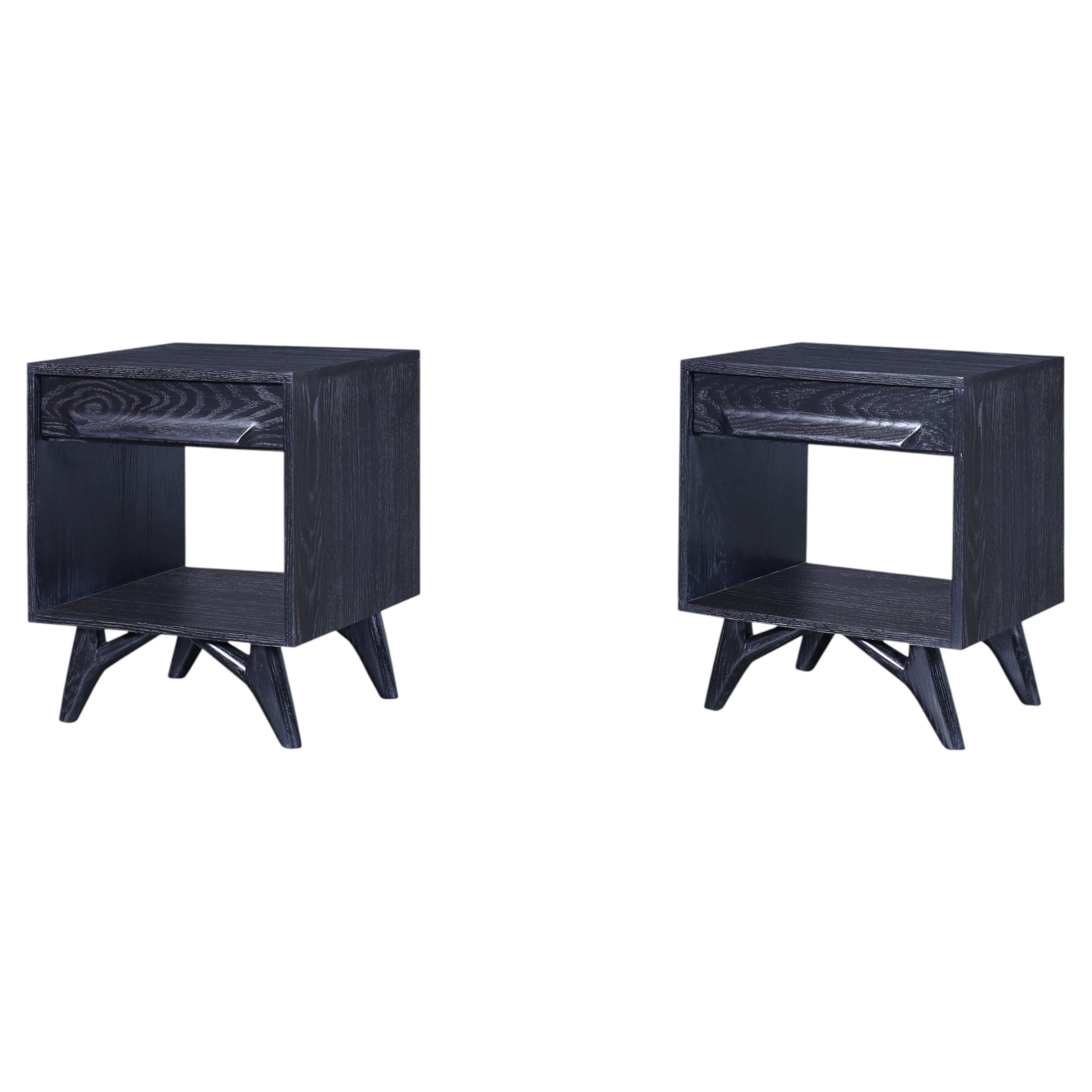 Mid-Century Modern Cerused Nightstands by Jack Van Der Molen For Sale