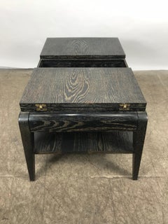 Mid-Century Modern Cerused Oak Expandable Cocktail Table with Drawers