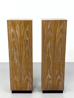 Mid-Century Modern Cerused Oak Pedestals, Pair
