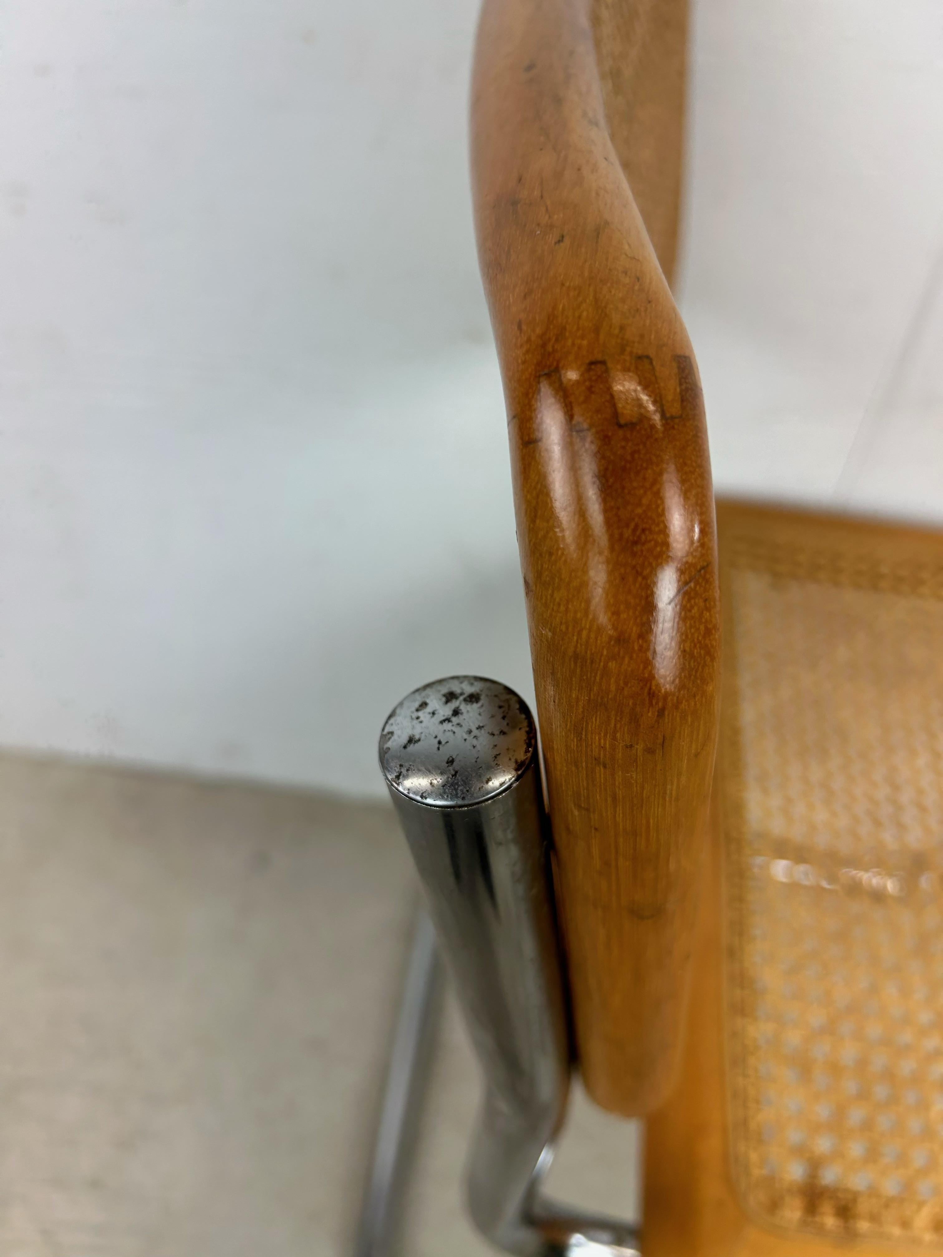 Silla Estilo Cesca Moderna de Mitad de Siglo con Asiento de Caña en venta 5