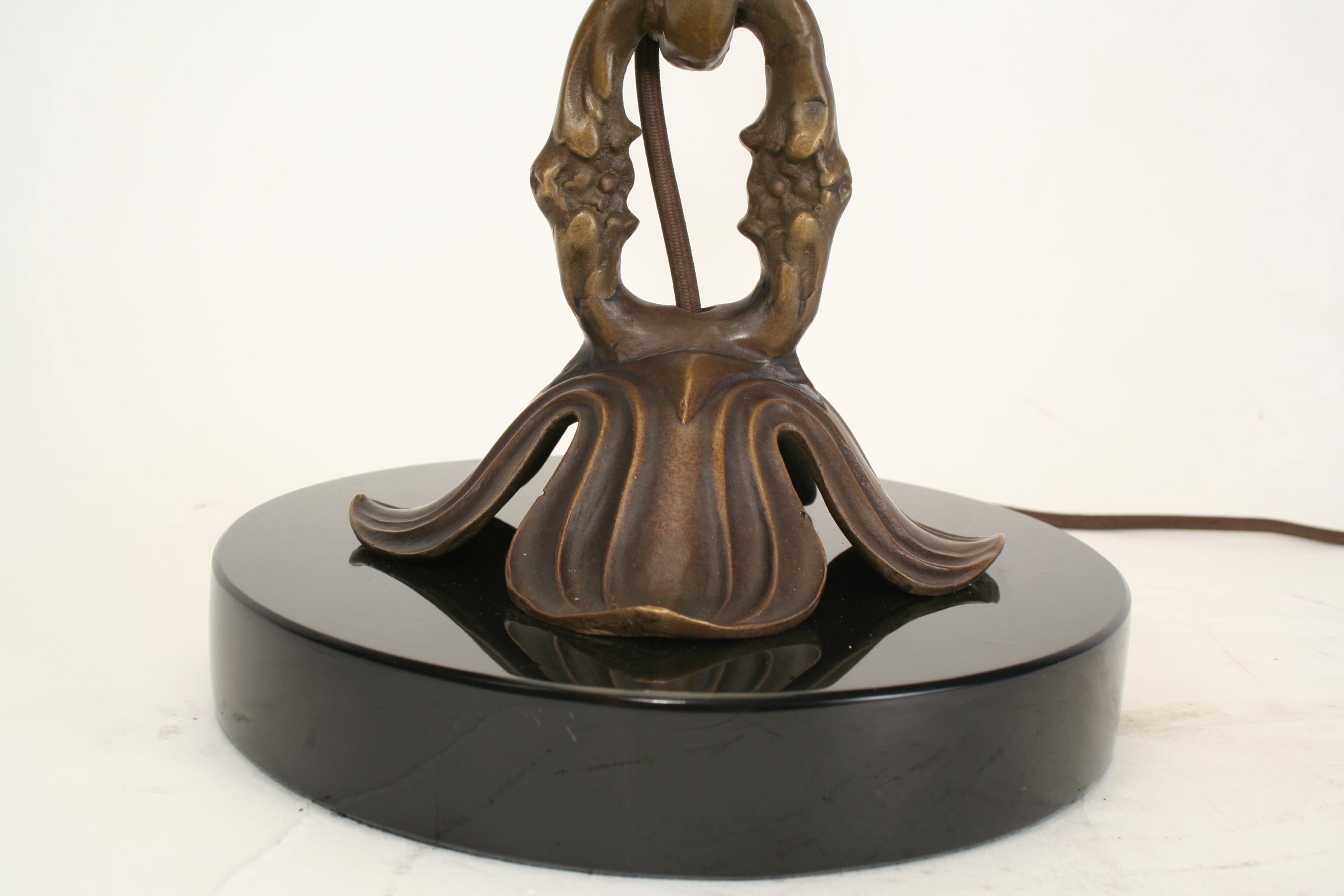 American Craftsman Mid-Century Modern Chain Table Lamp, Bronze
