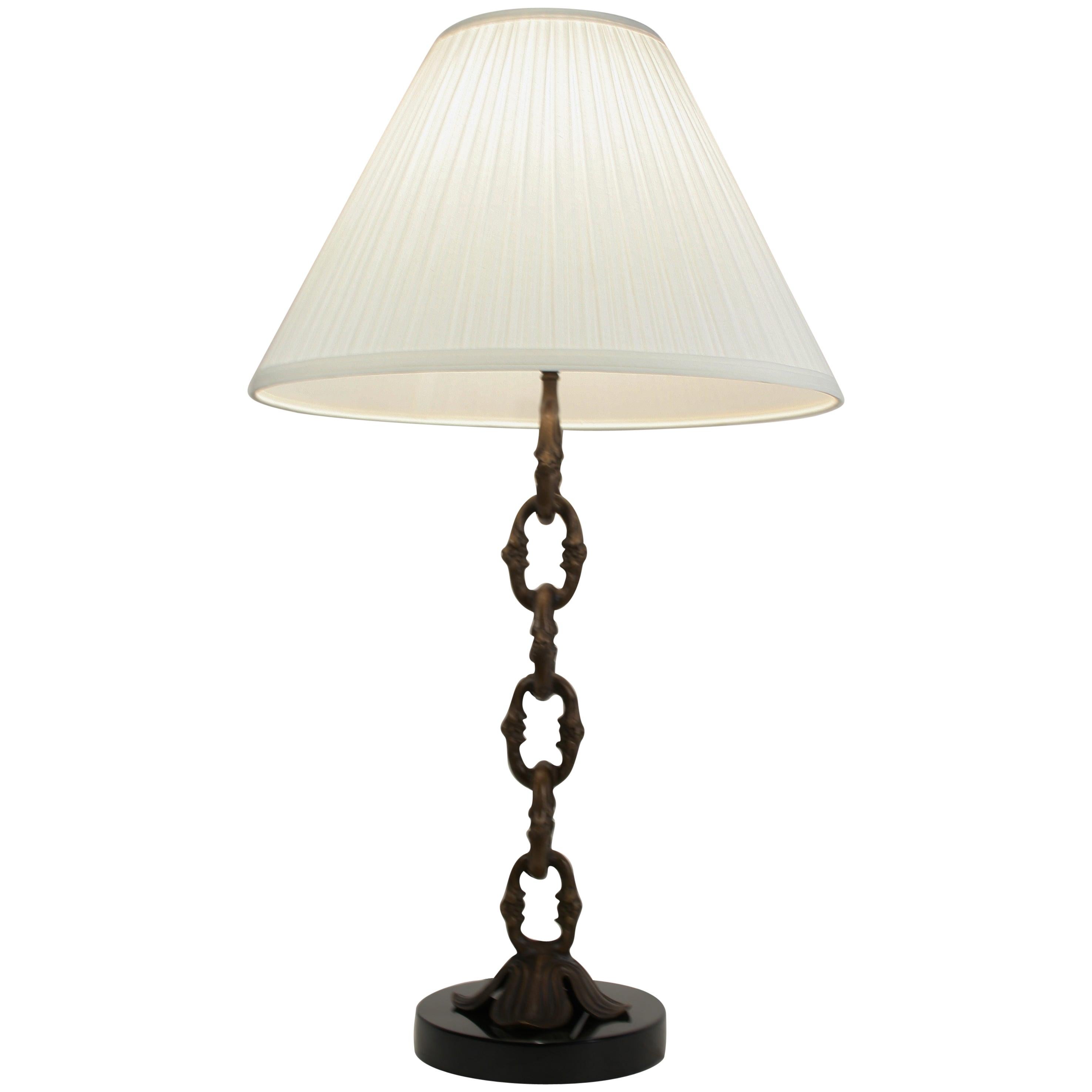 Mid-Century Modern Chain Table Lamp, Bronze